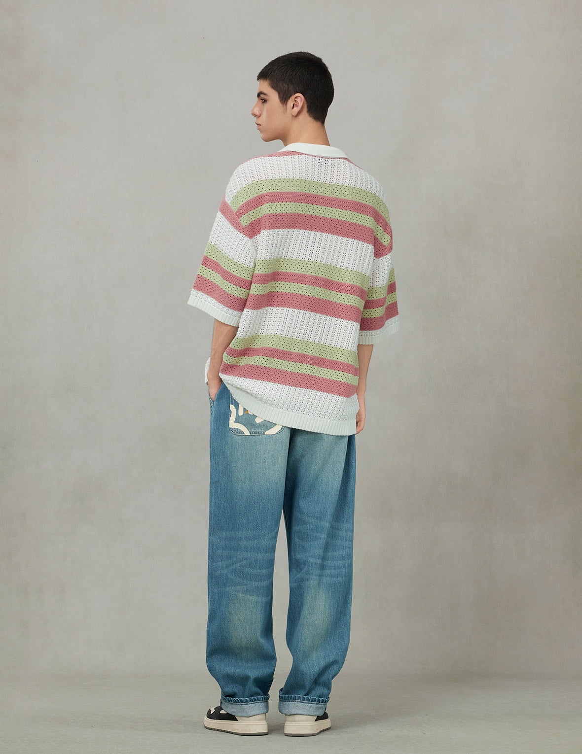 Seagull Embroidery Relax Fit Short-Sleeve Knitted Shirt - 4