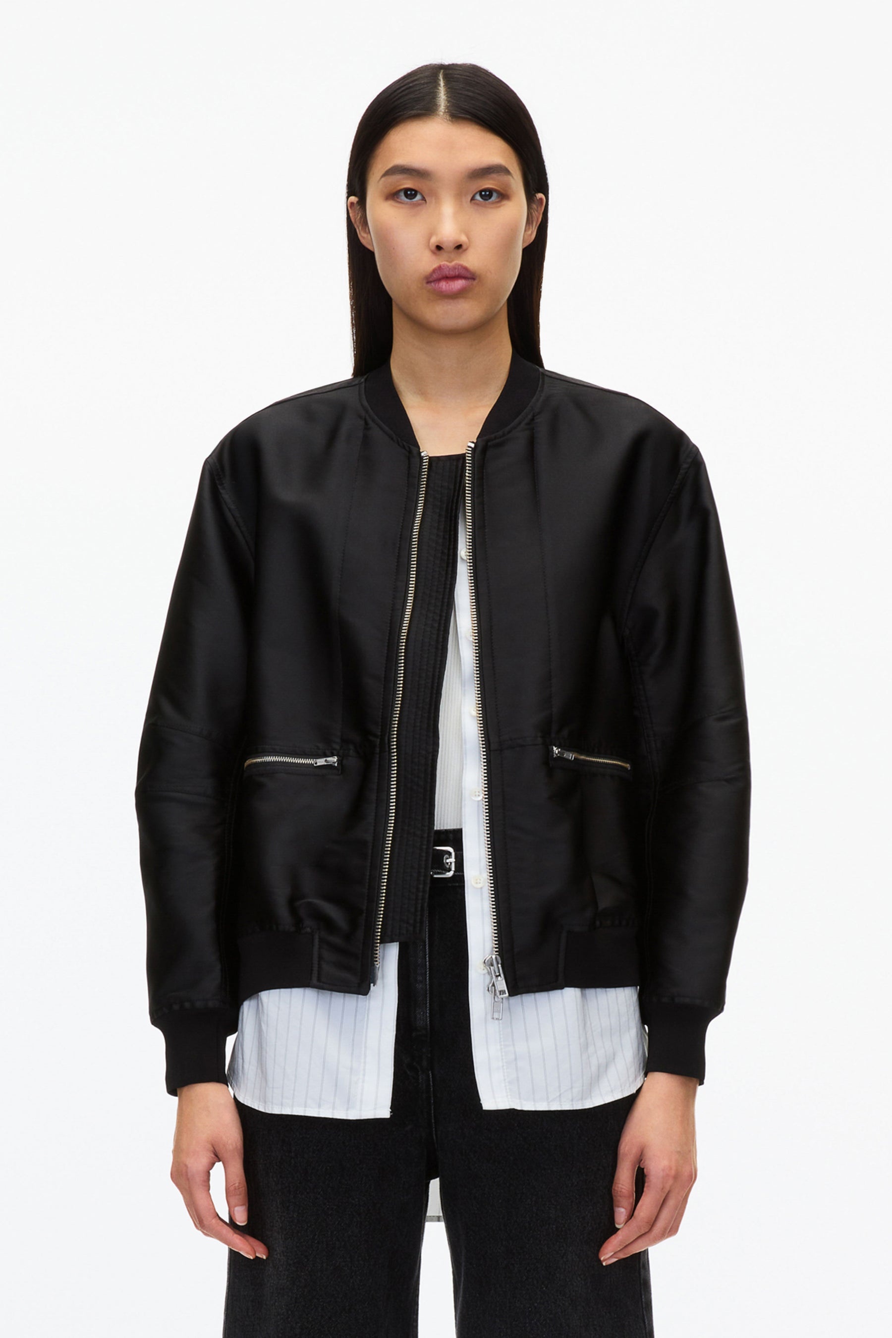 3.1 phillip lim ブラックレザージャケット 3.1 PHILLIP LIM Black Ruffle Trim Leather Jacket Size 4 NWOT