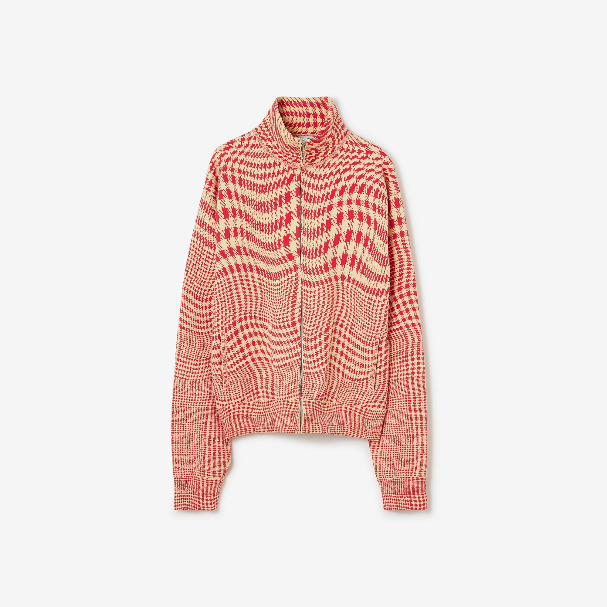 Warped Houndstooth Nylon Blend Track Jacket - 1