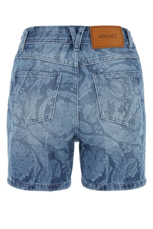 Printed denim shorts - 2