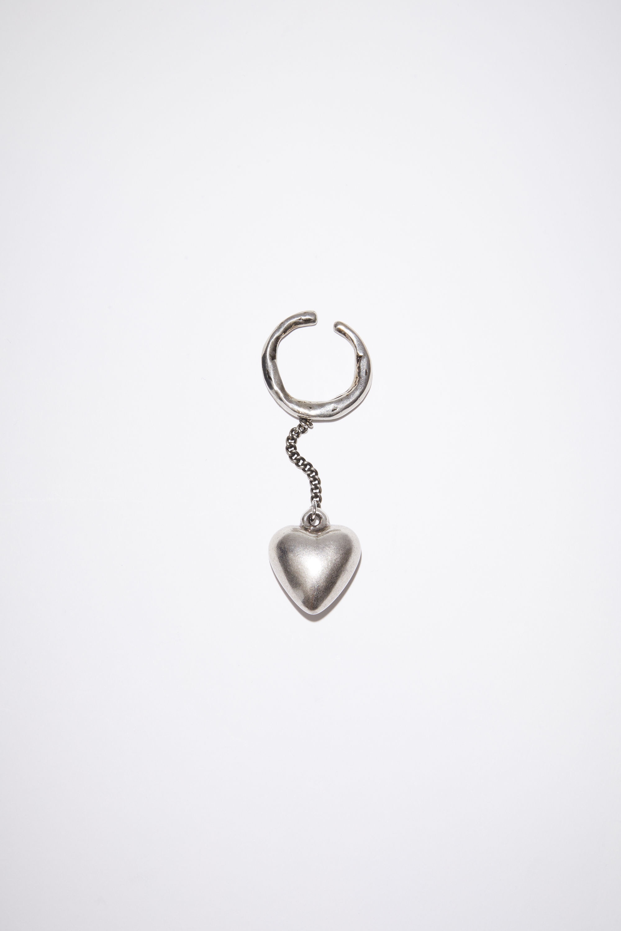 Heart charm ear cuff - Silver - 1