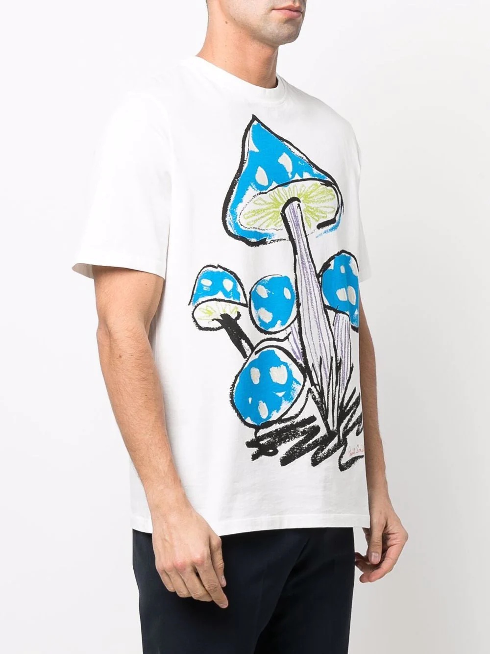 mushroom-print crew-neck T-shirt - 3