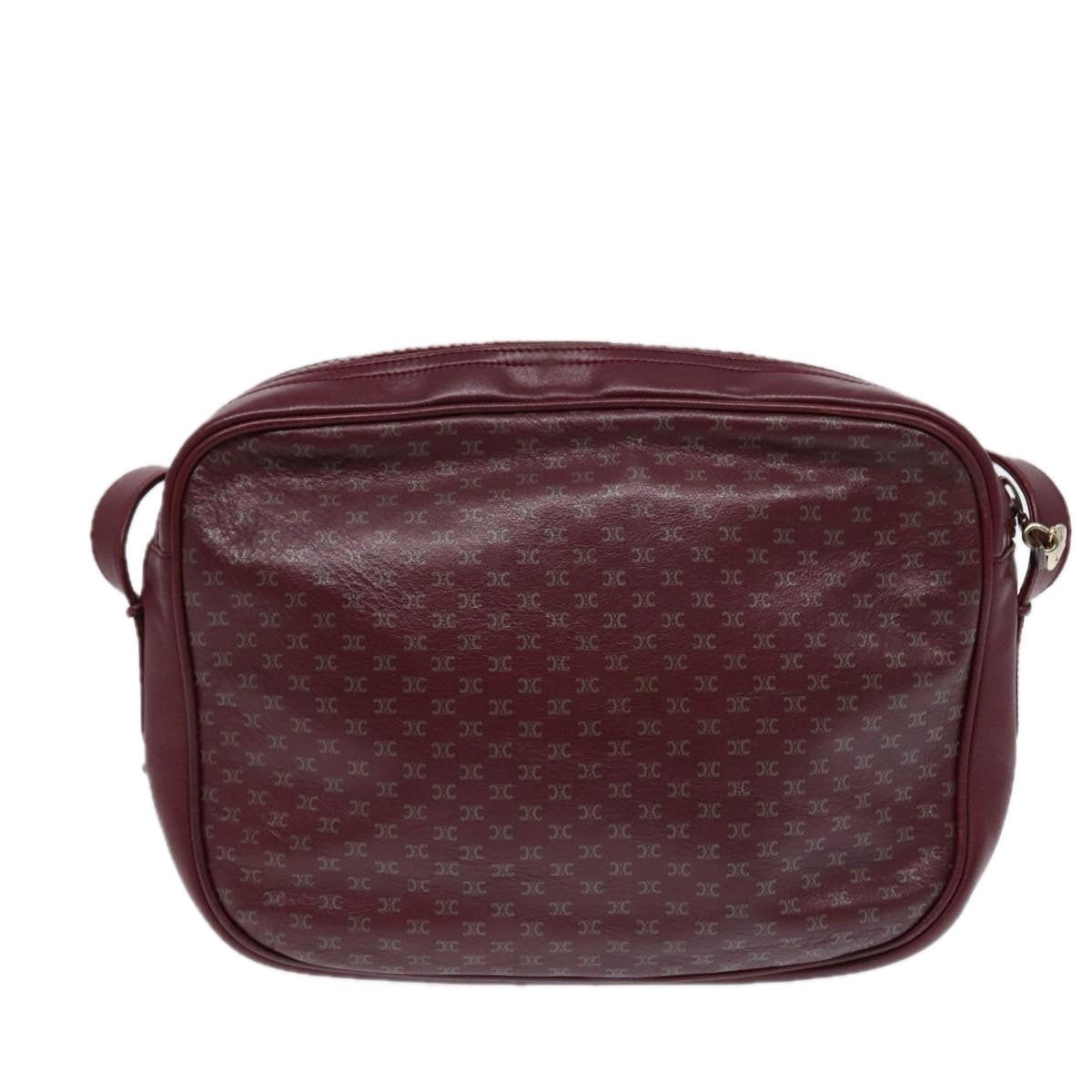 CELINE Macadam Canvas Shoulder Bag Red Gold - 2