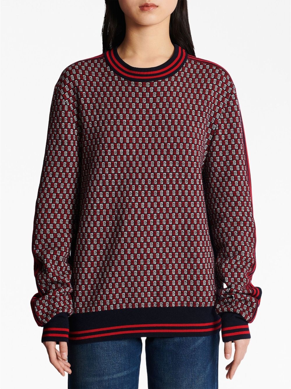 monogram check-pattern jumper - 5