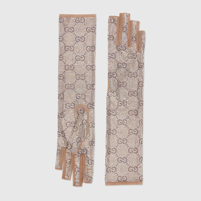 Tulle gloves with crystal GG motif 1