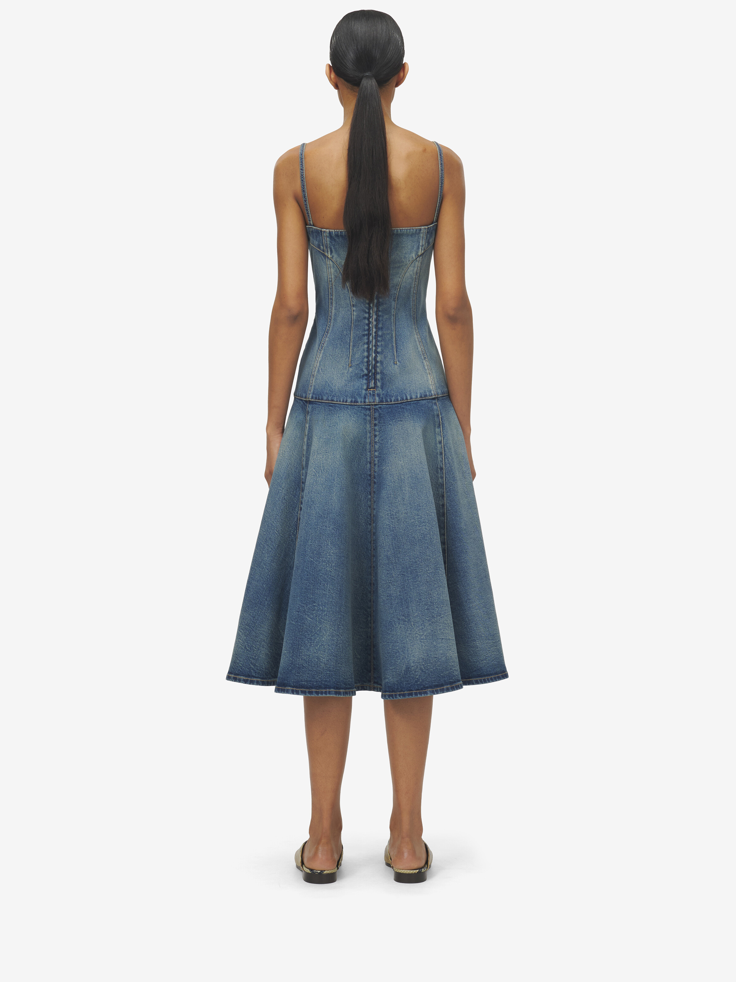 Stonewashed Denim Midi Dress - 4