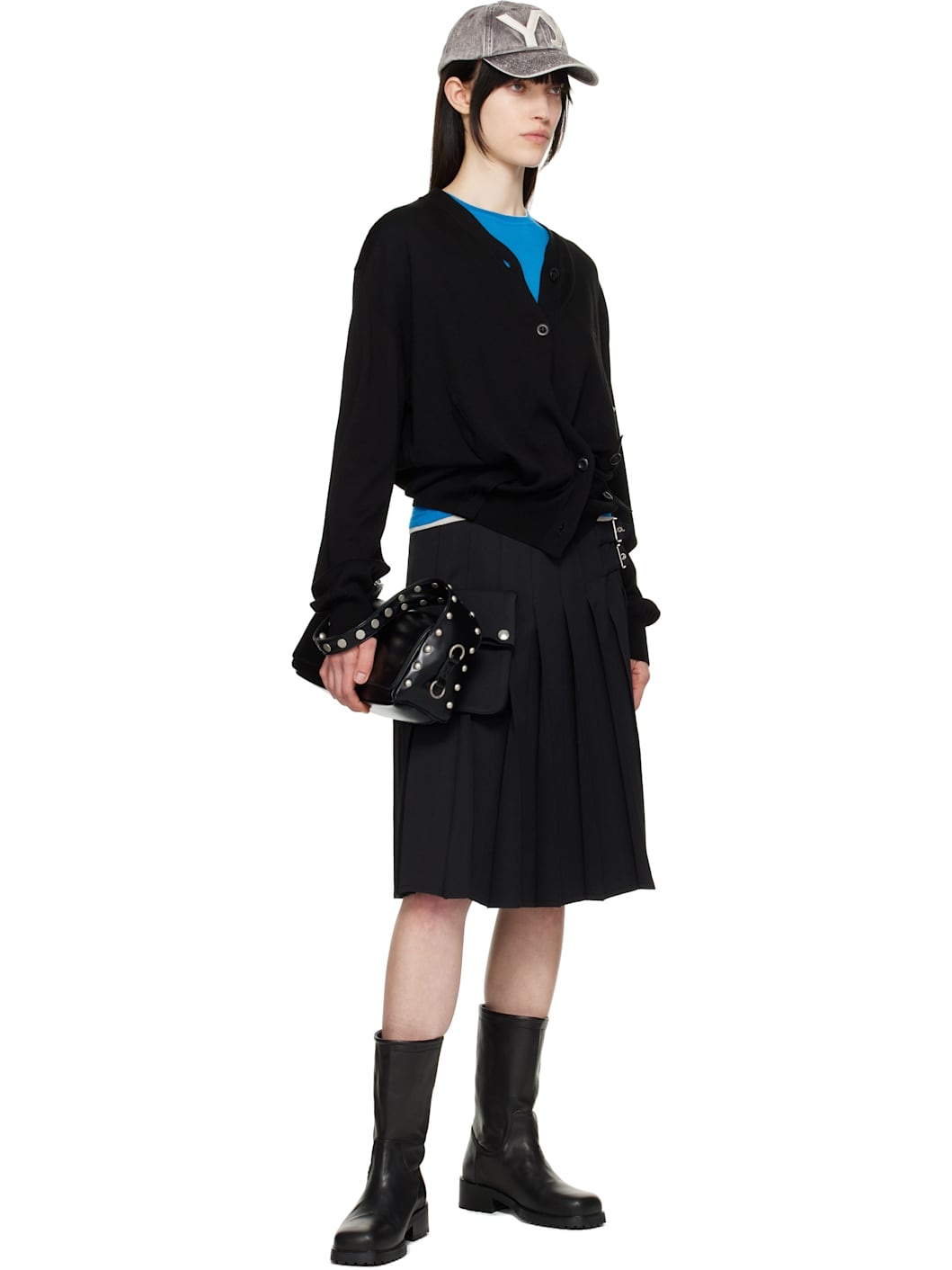 Black Twisted Placket Cardigan - 4