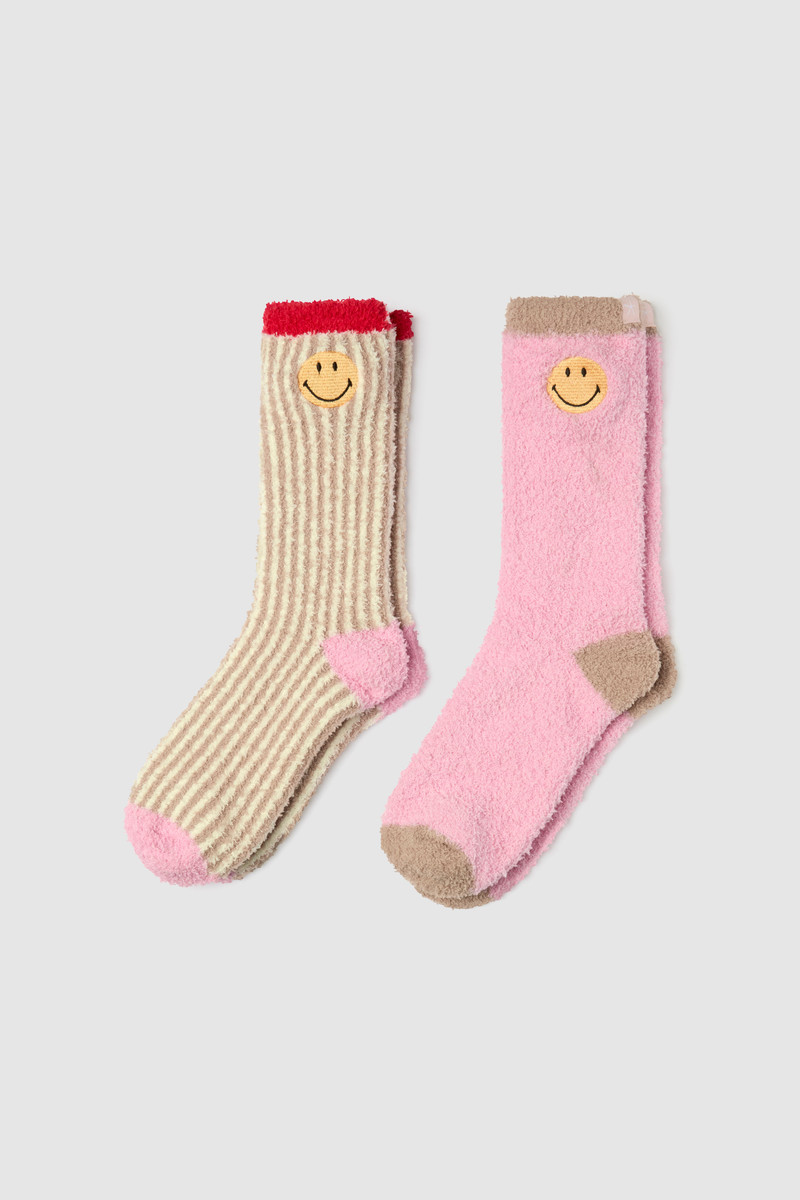 Barefoot Dreams CozyChic® Smiley® Ribbed Sock Set outlook