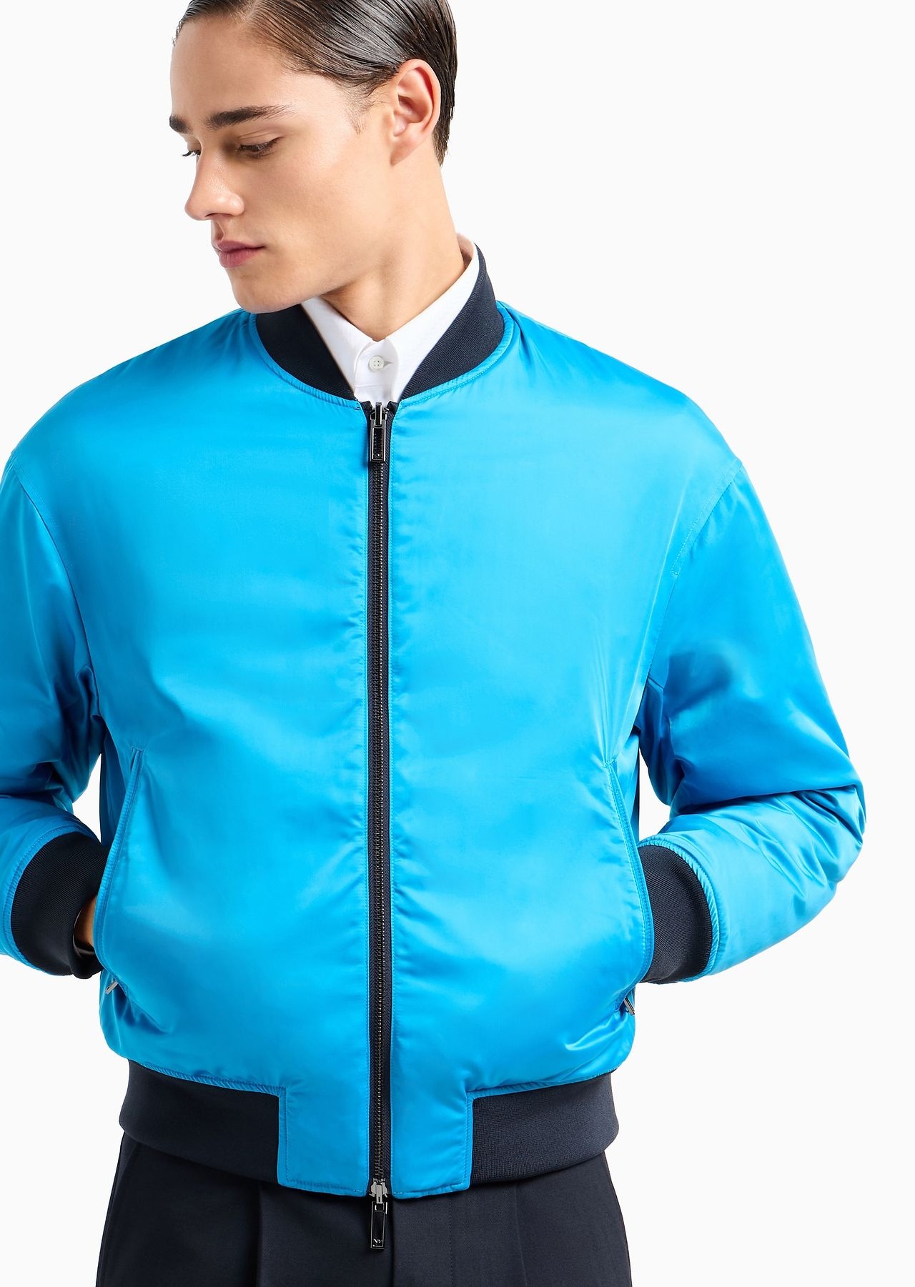 Reversible bomber jacket in quilted technical satin - 6
