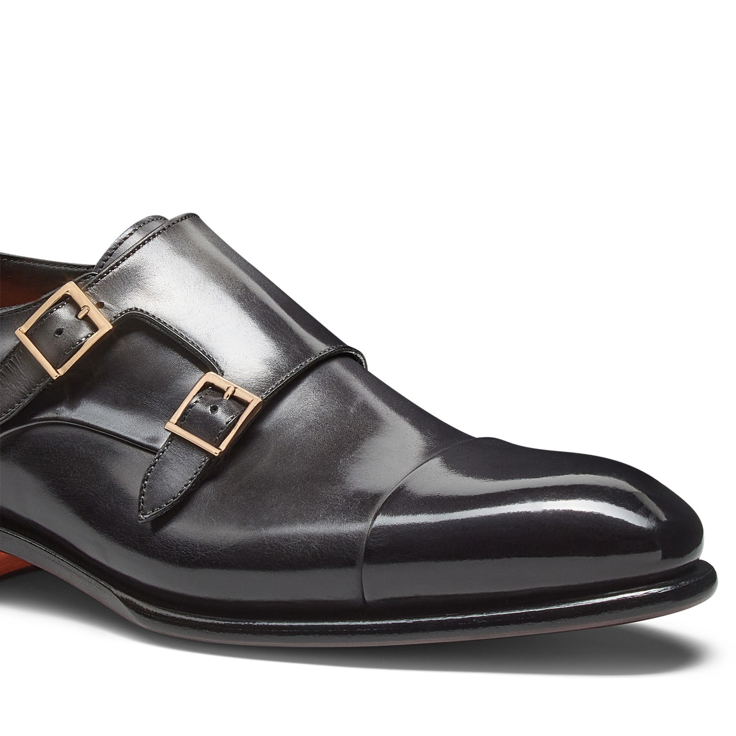 Men's grey leather double-buckle shoe - 5