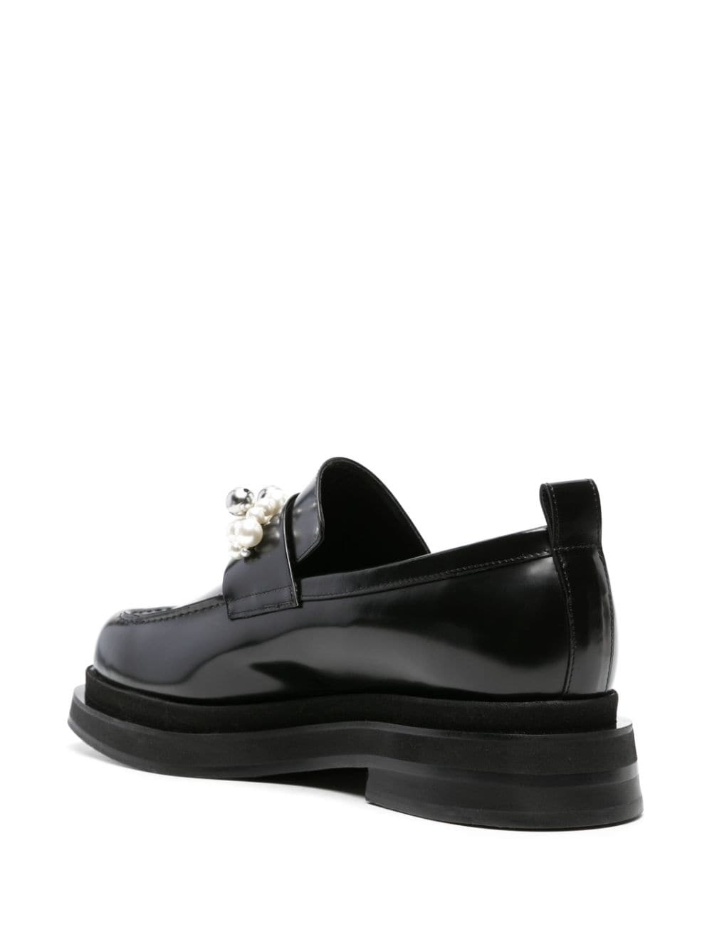 pearl-detail leather loafers - 3