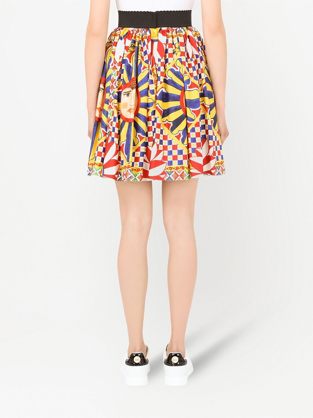 graphic-print A-line silk skirt - 4