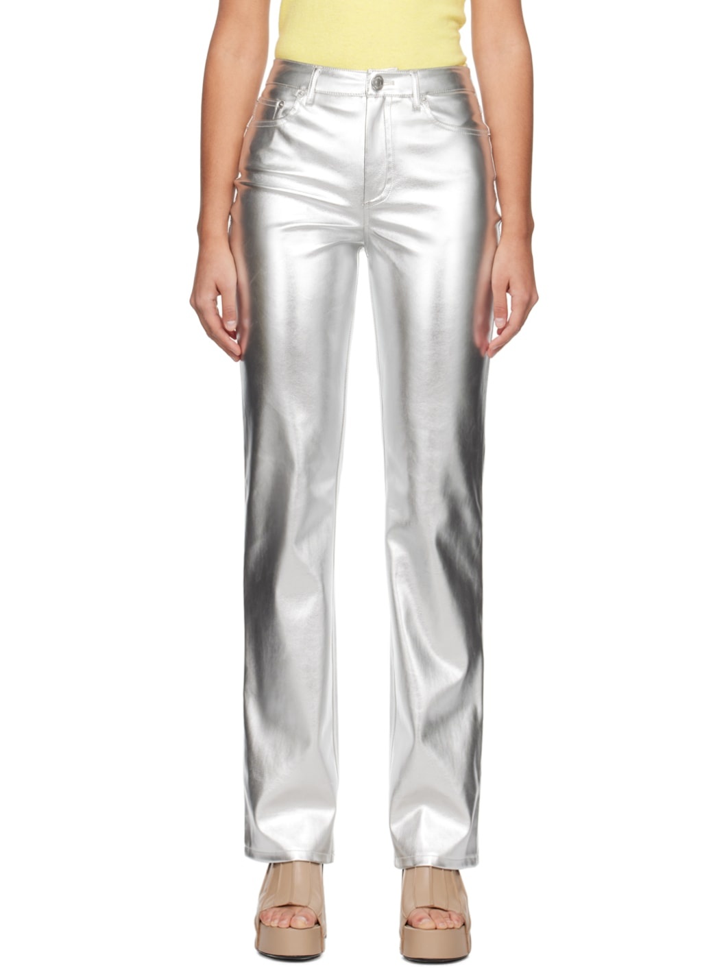Silver Chisel Faux-Leather Trousers - 1