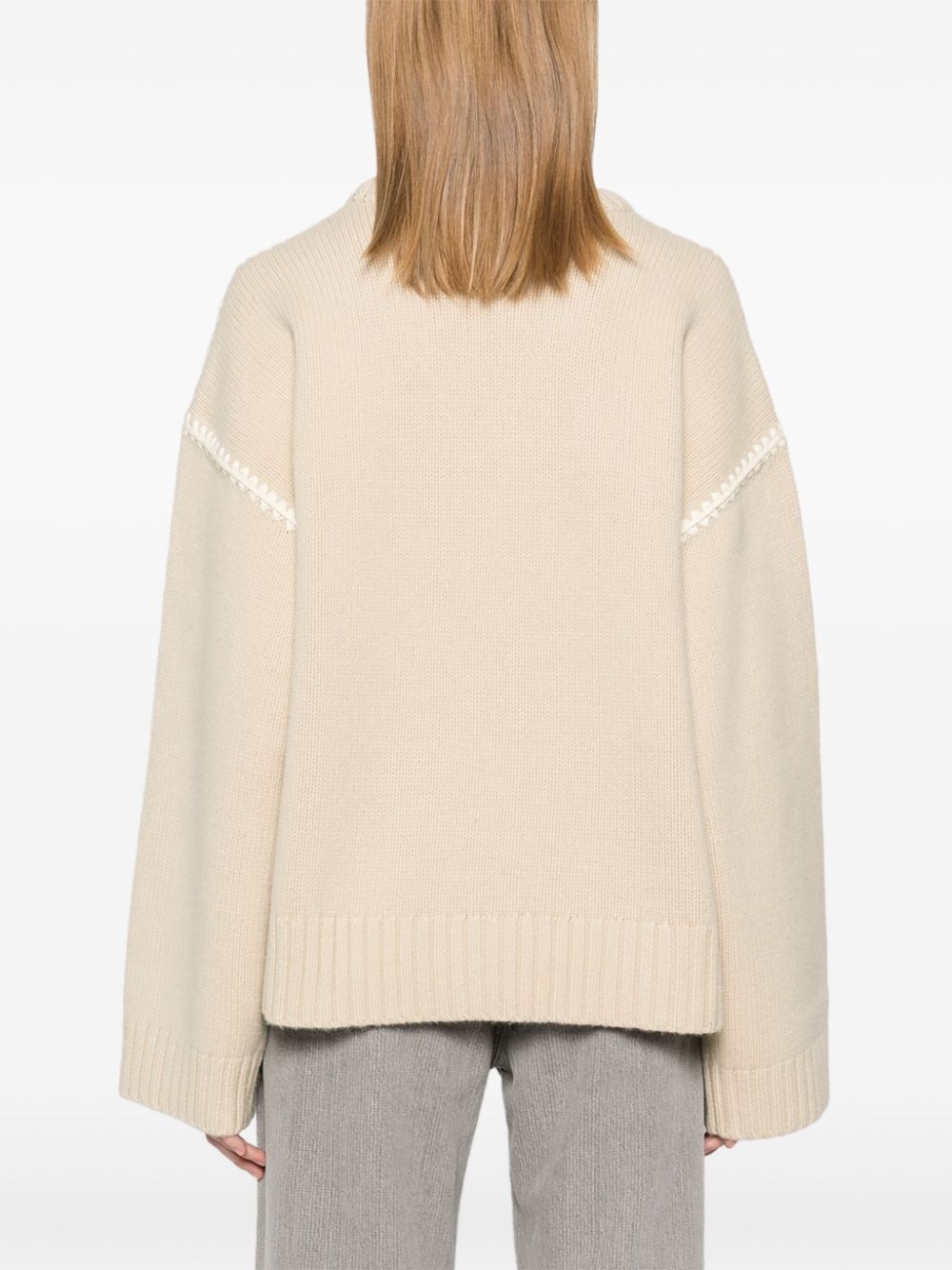 embroidered-trim sweater - 4