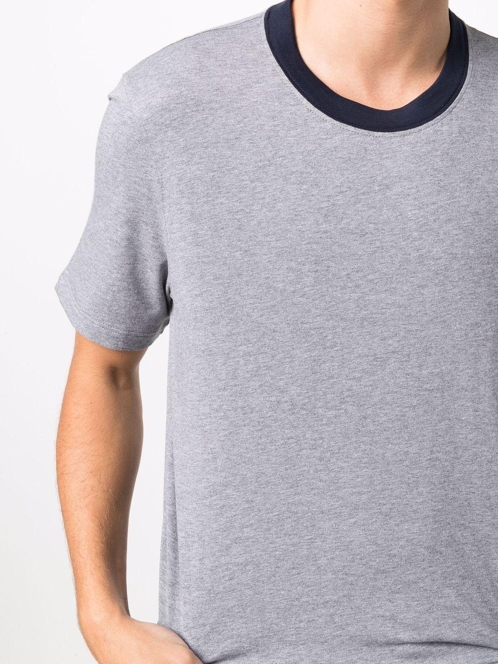 contrasting-collar cotton T-shirt - 5