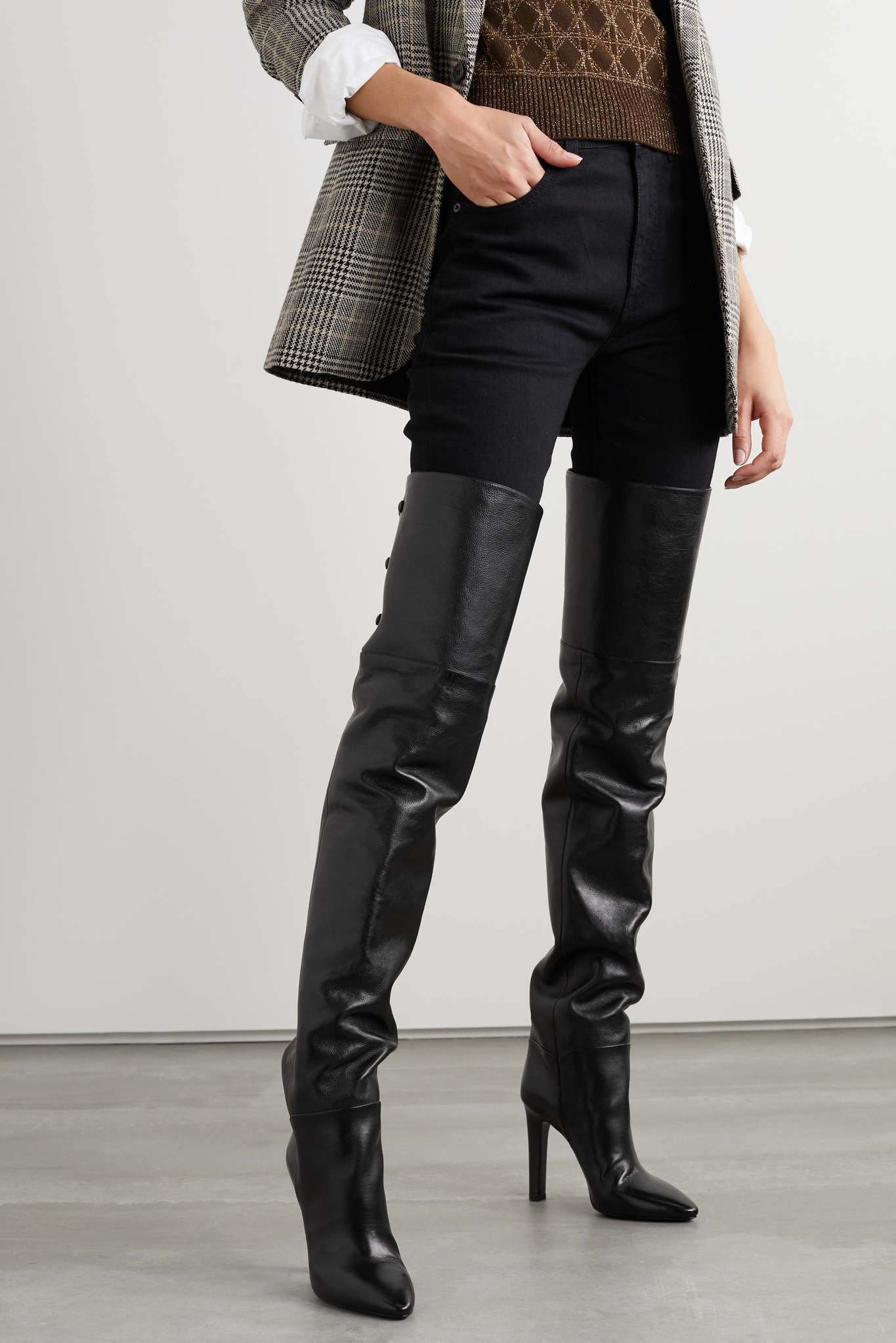 Jane textured-leather over-the-knee boots - 2