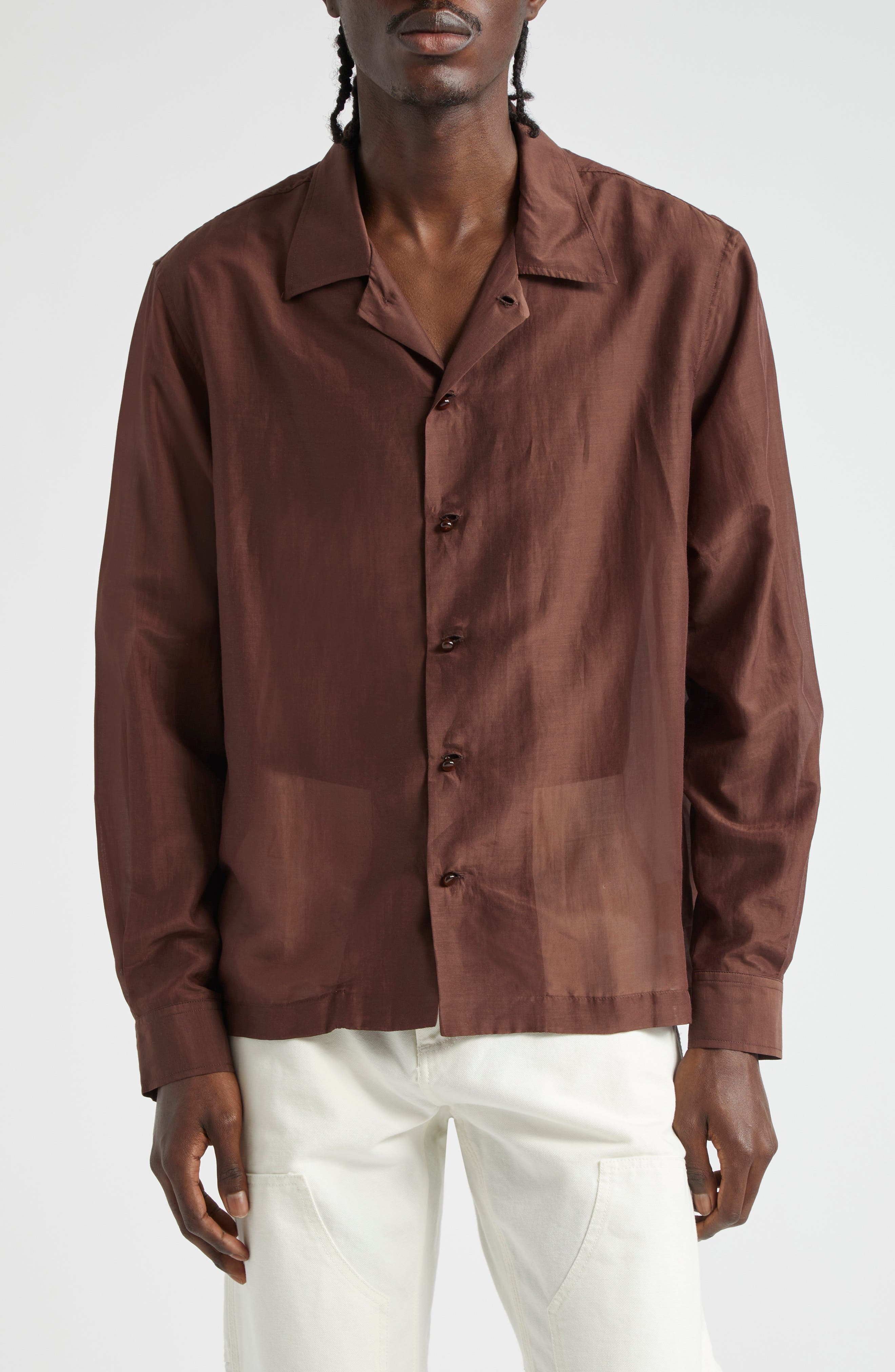 Heartwood Long Sleeve Cotton & Silk Camp Shirt - 1