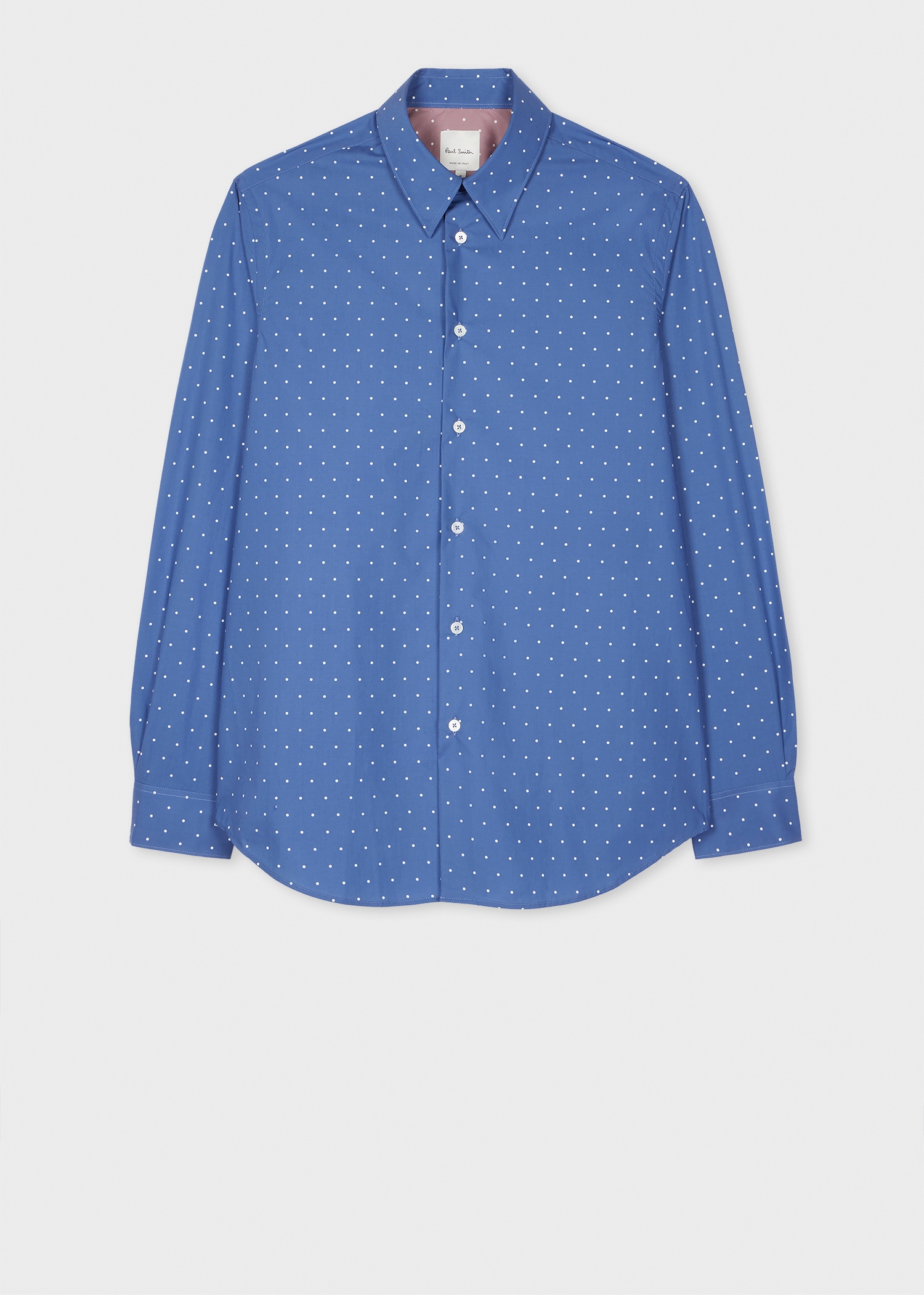 Blue Cotton Poplin Polka Dot Shirt - 1