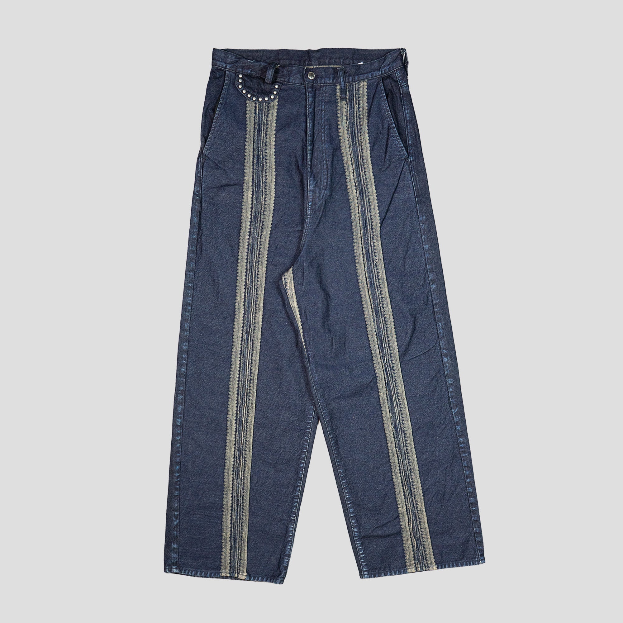 12oz YAGASURI JACQUARD DENIM BAGGY PANTS - 1