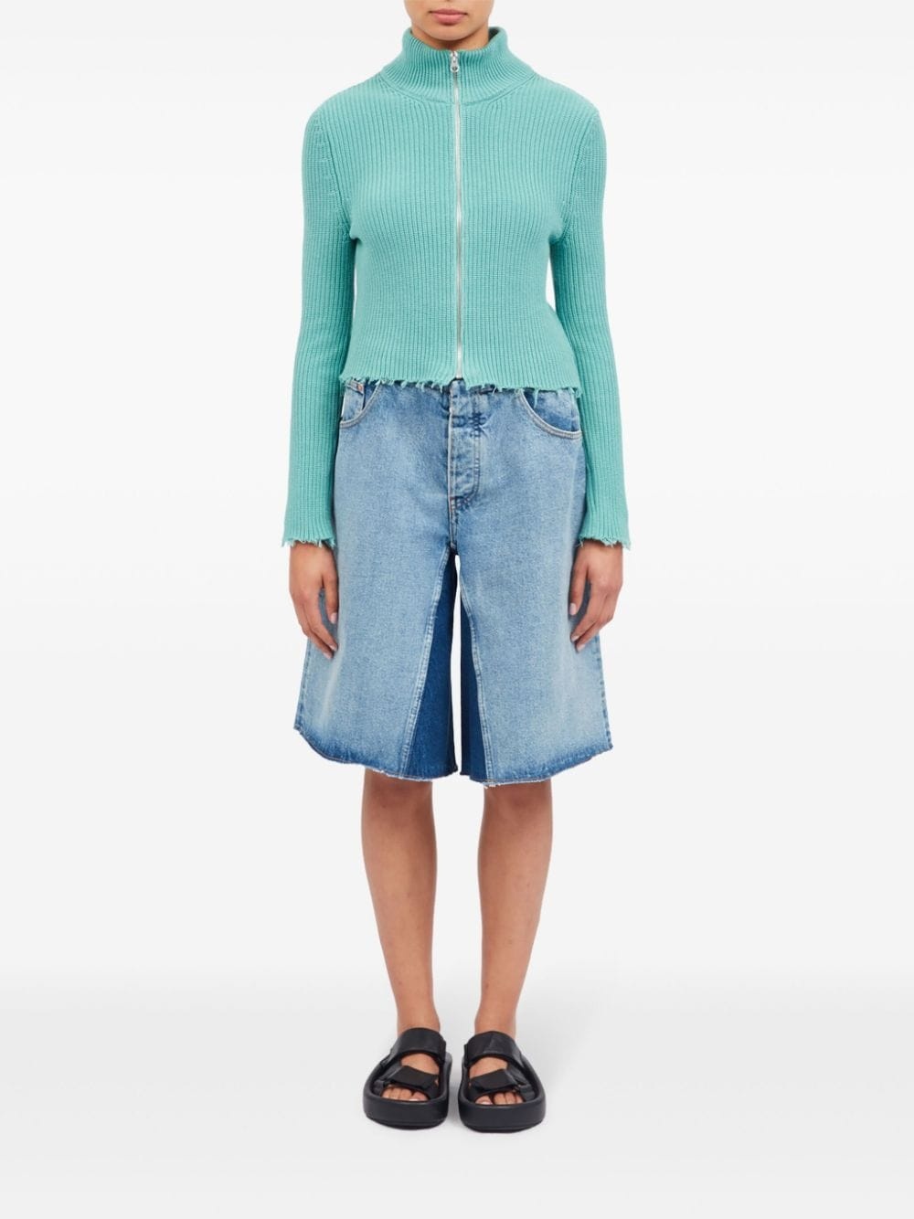 raw-cut cropped cardigan - 2