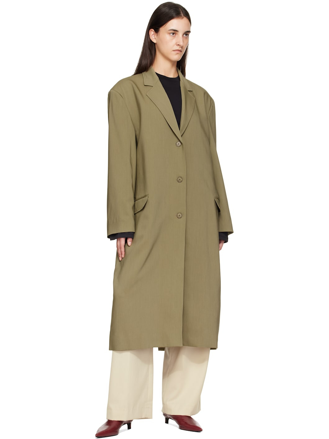 Khaki Tribeca Long Coat - 4