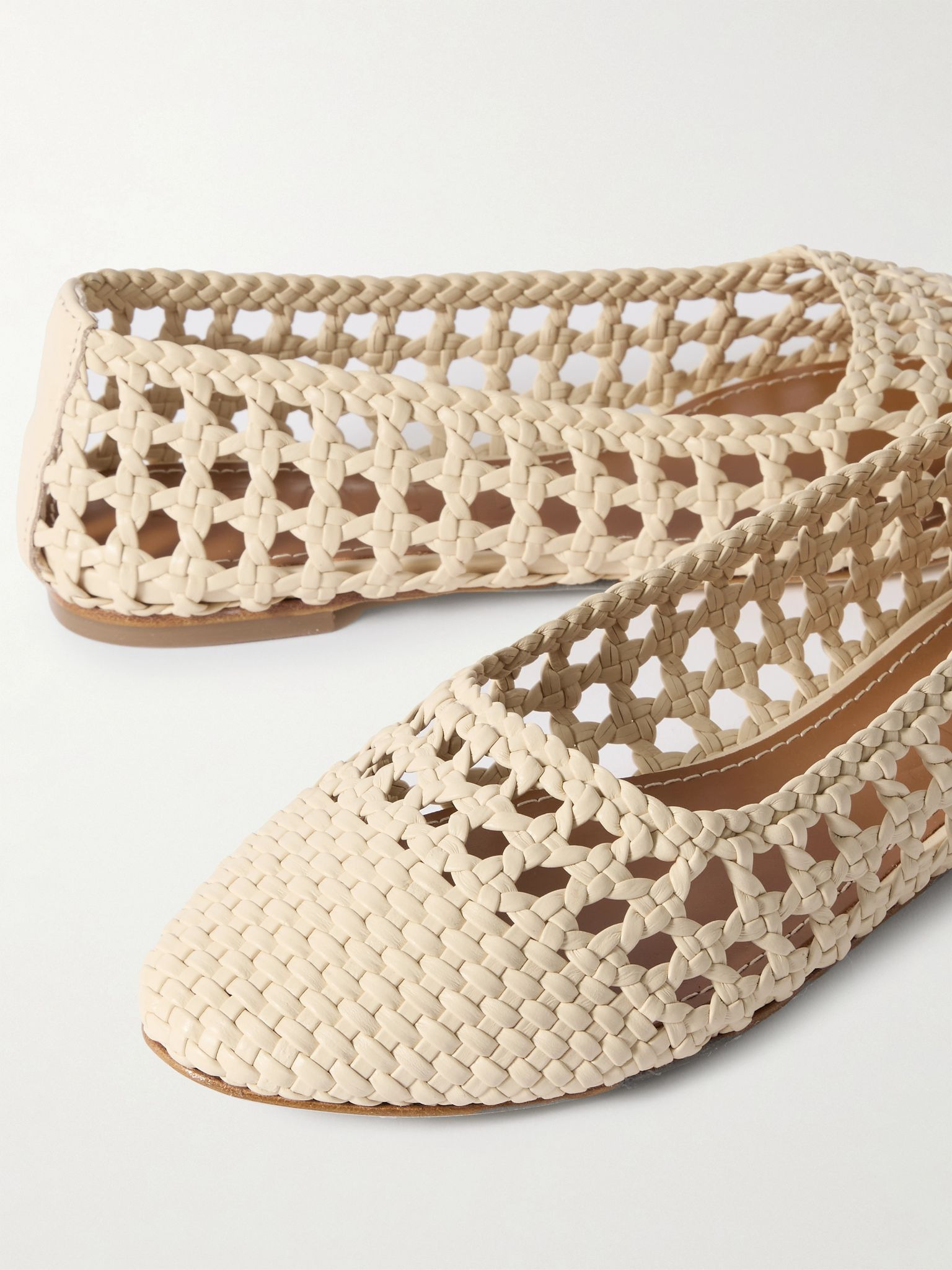 Nell woven leather ballet flats Cream - 4