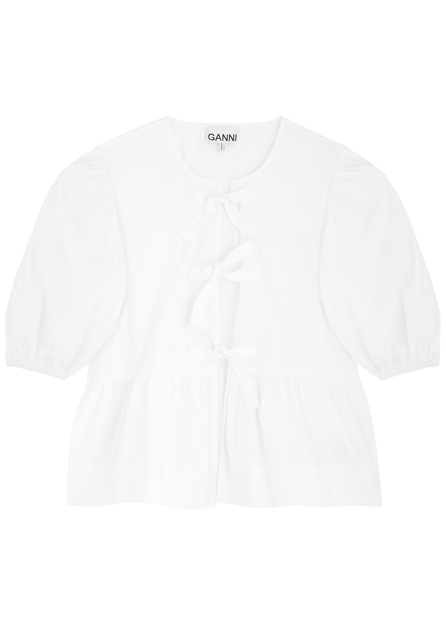 Tie-front cotton-poplin blouse - 1