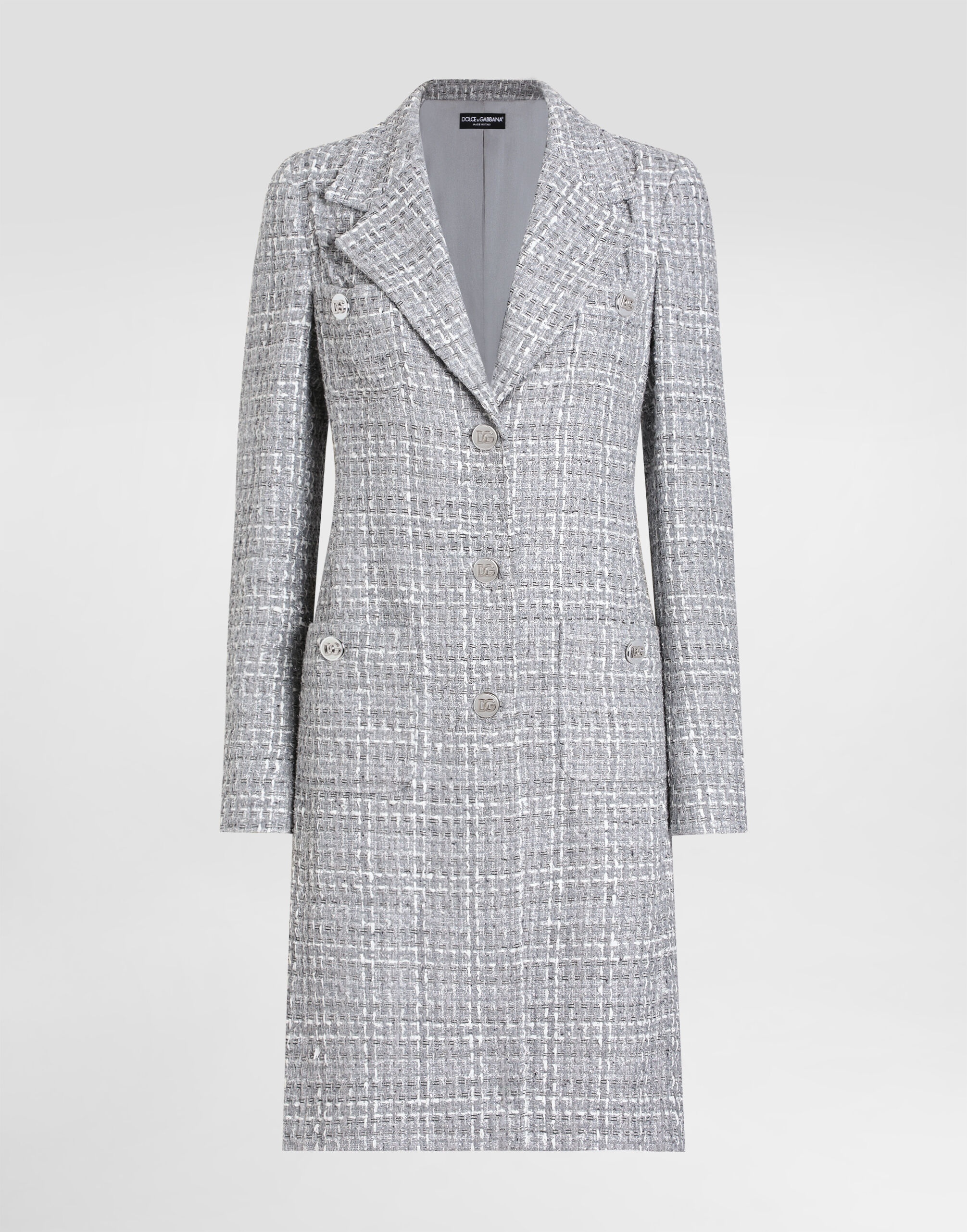 Single-breasted lamé tweed bouclé coat - 1