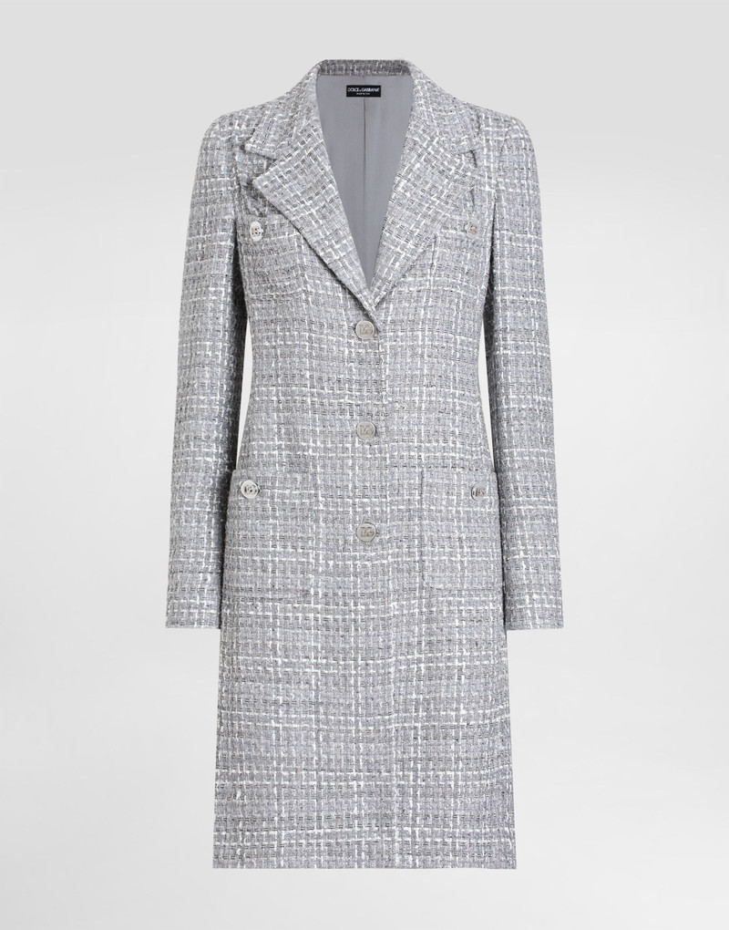 Single-breasted lamé tweed bouclé coat 1