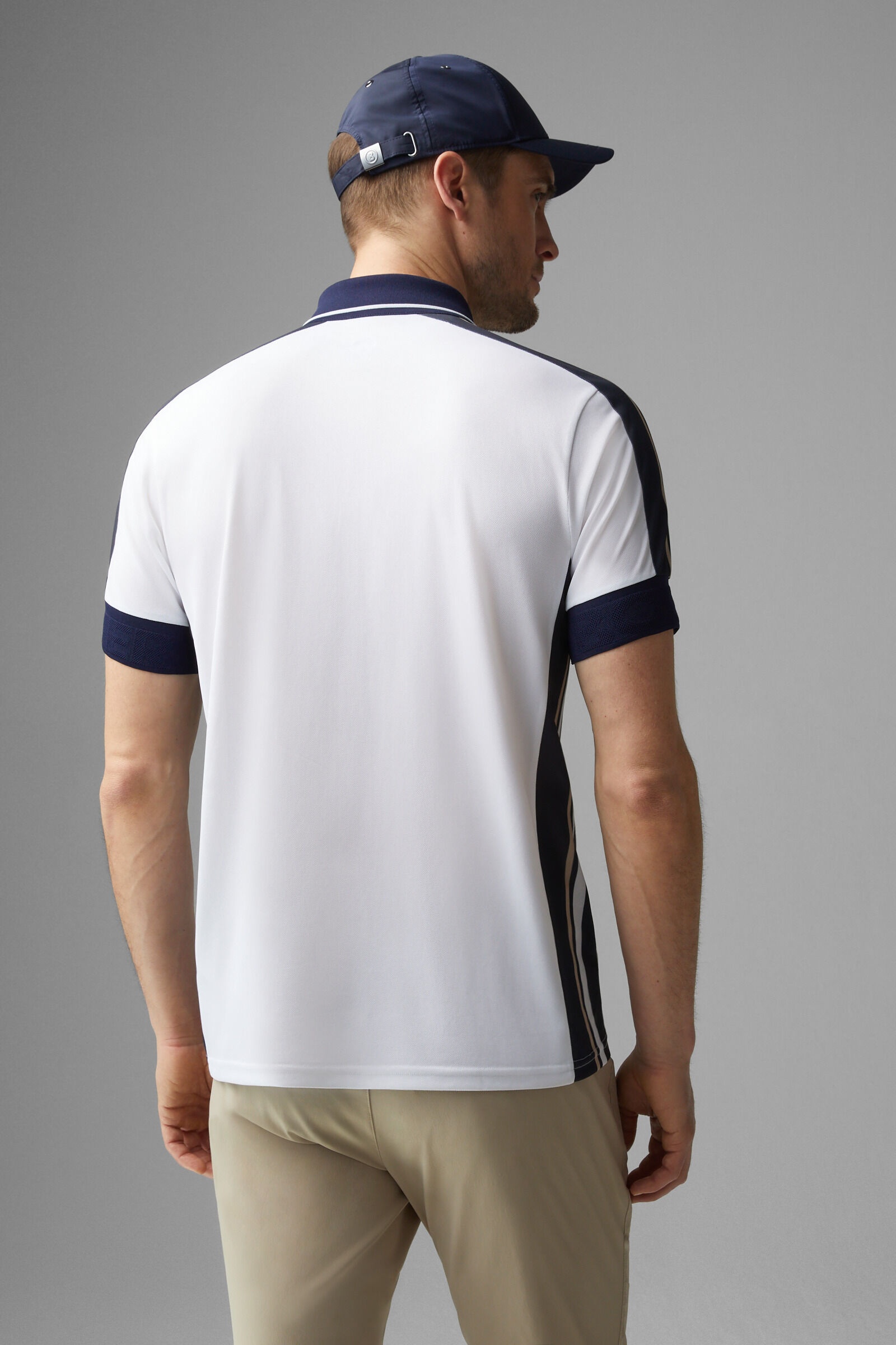 Claudius Functional polo shirt in White/Navy blue - 3