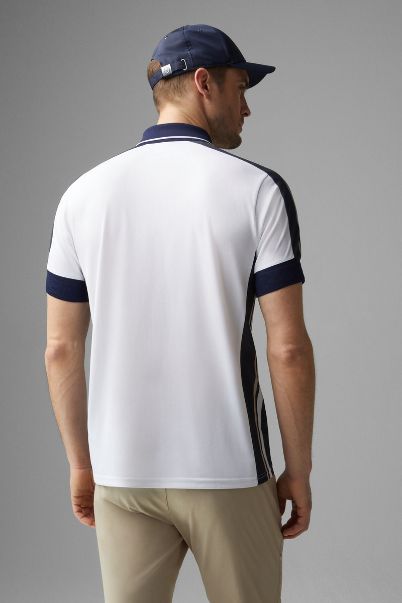 Claudius Functional polo shirt in White/Navy blue 3
