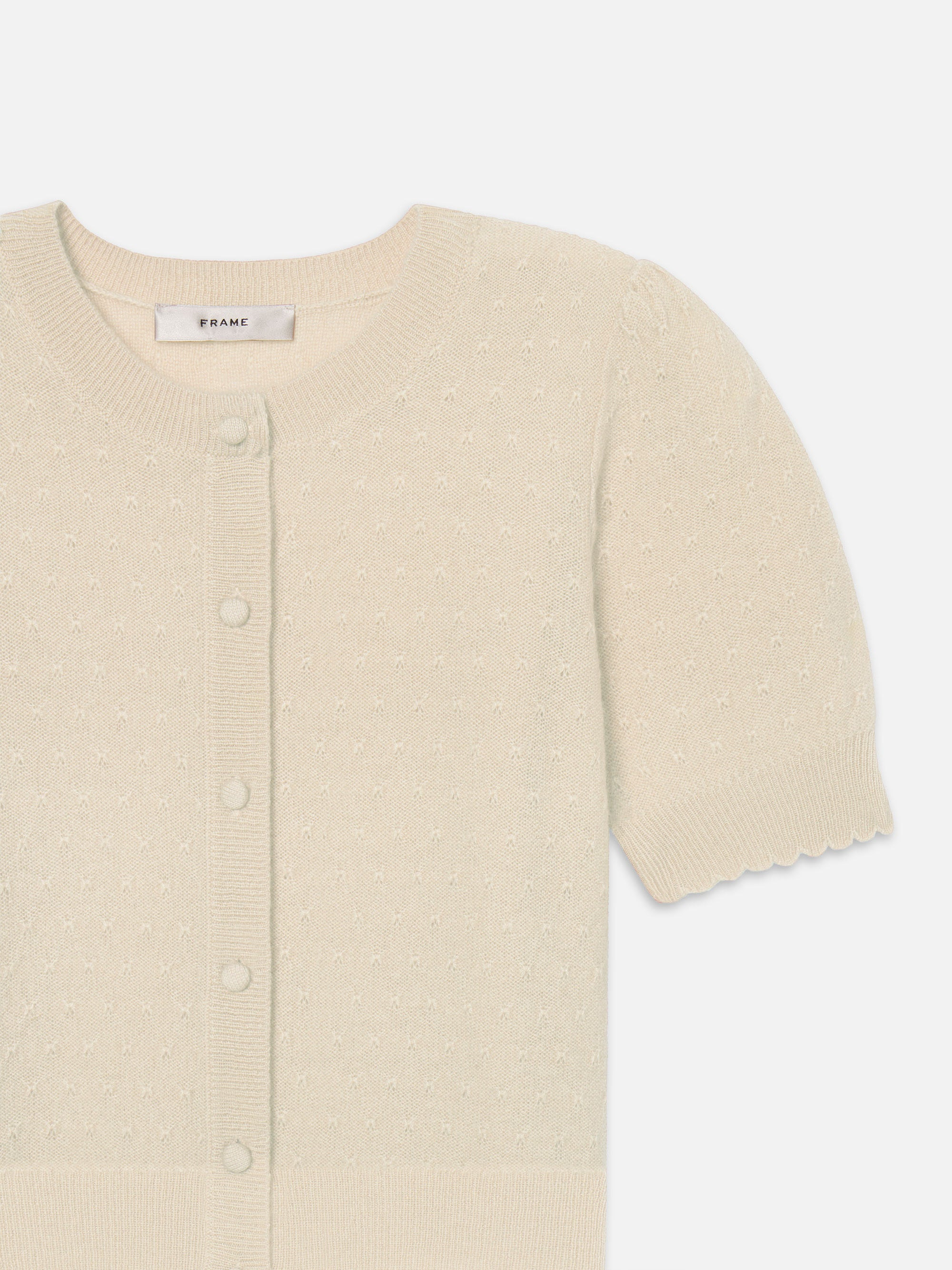The Cashmere Pointelle Cardi in Cream - 2