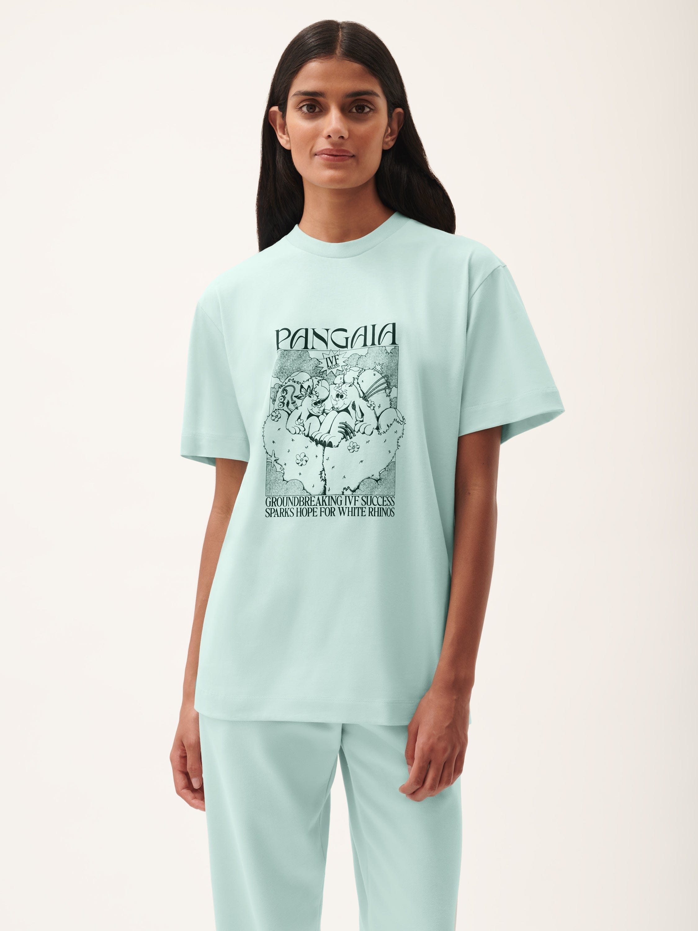 Womens White Rhino Hope T-Shirt - Reflect Blue - 2