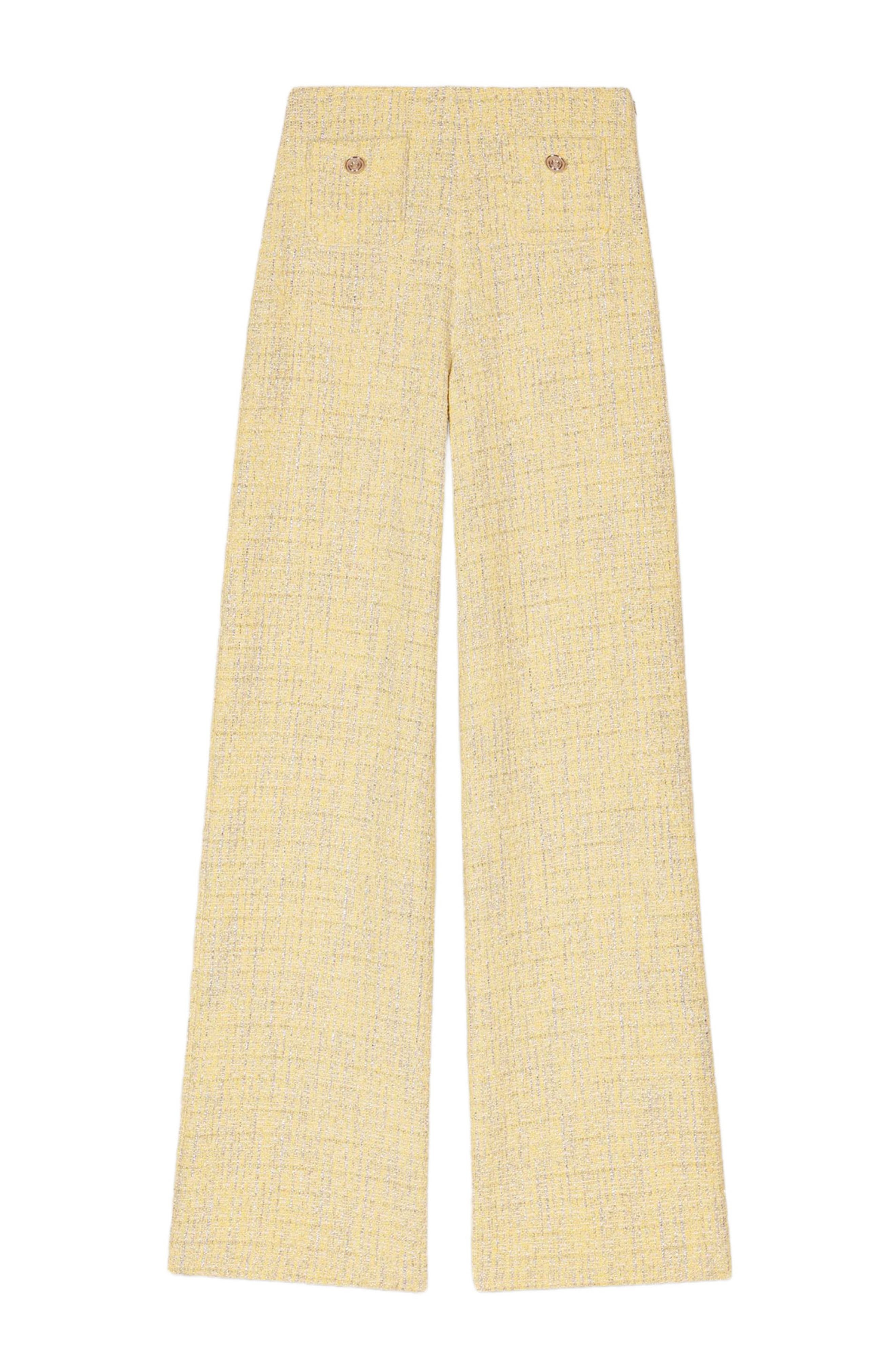maje Straight-leg tweed/lurex trousers in Yellow at Nordstrom - 5