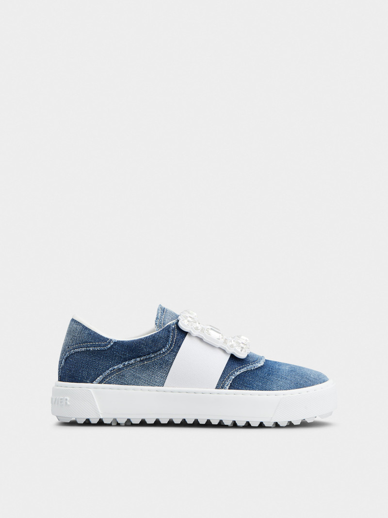 매우 Vivier Strasss Buckle Sneakers 에 Denim - 1