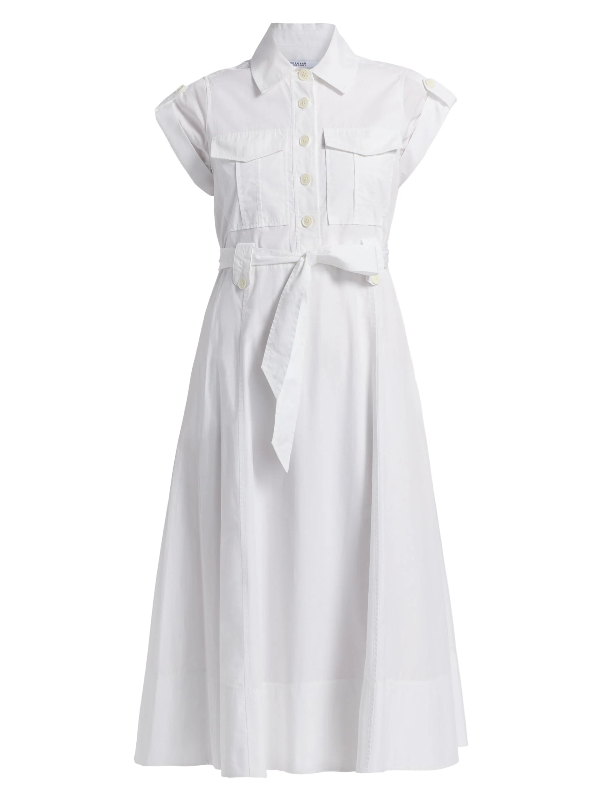 Women's Kayla Belted Cotton Midi-Dress - White - 1
