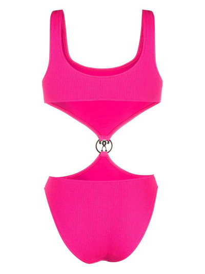 Moschino logo plaque cut-out swimsuit outlook