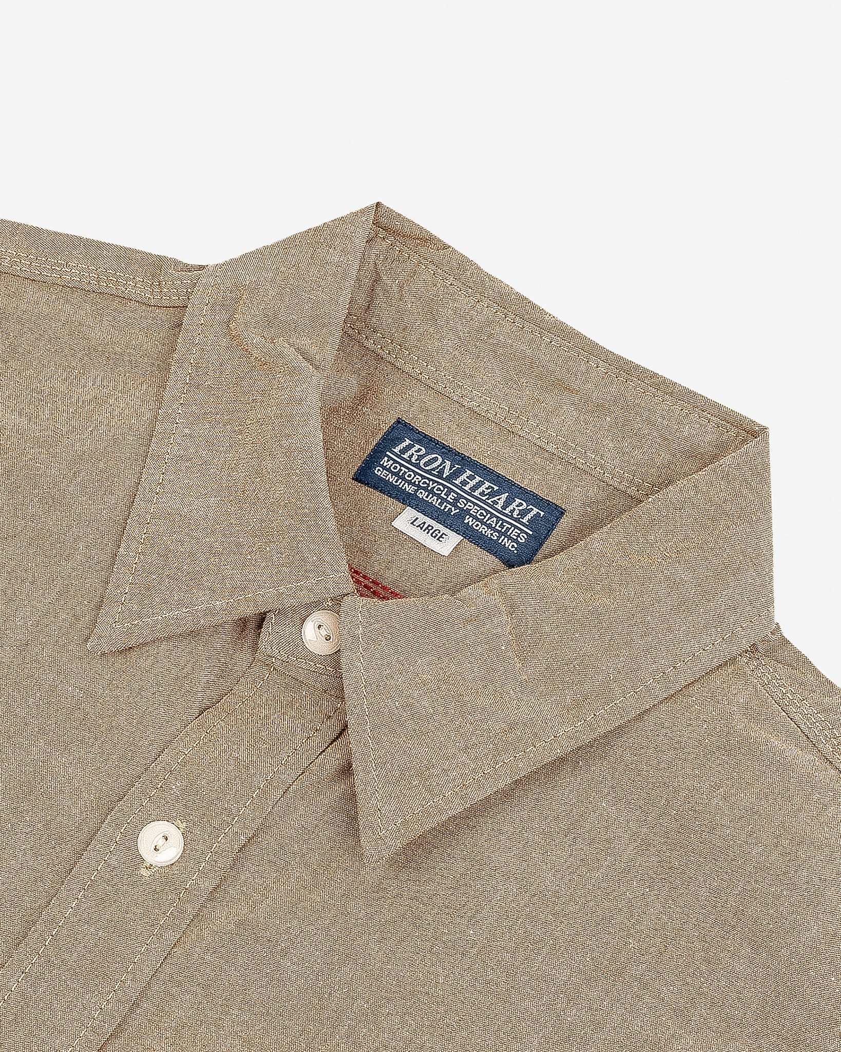 IHSH-344-KHA 10oz Selvedge Chambray Work Shirt - Khaki - 5