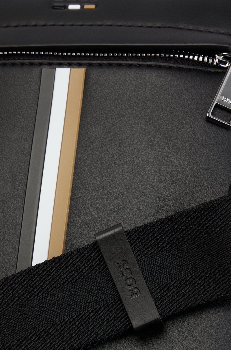 FAUX-LEATHER ENVELOPE BAG WITH SIGNATURE STRIPE 7