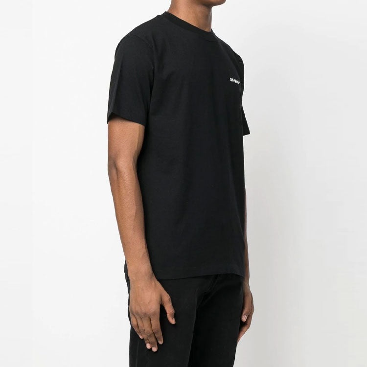 Men's Off-White Chain Arrow Logo Printing Short Sleeve Casual Version Black T-Shirt OMAA027F22JER011 - 4