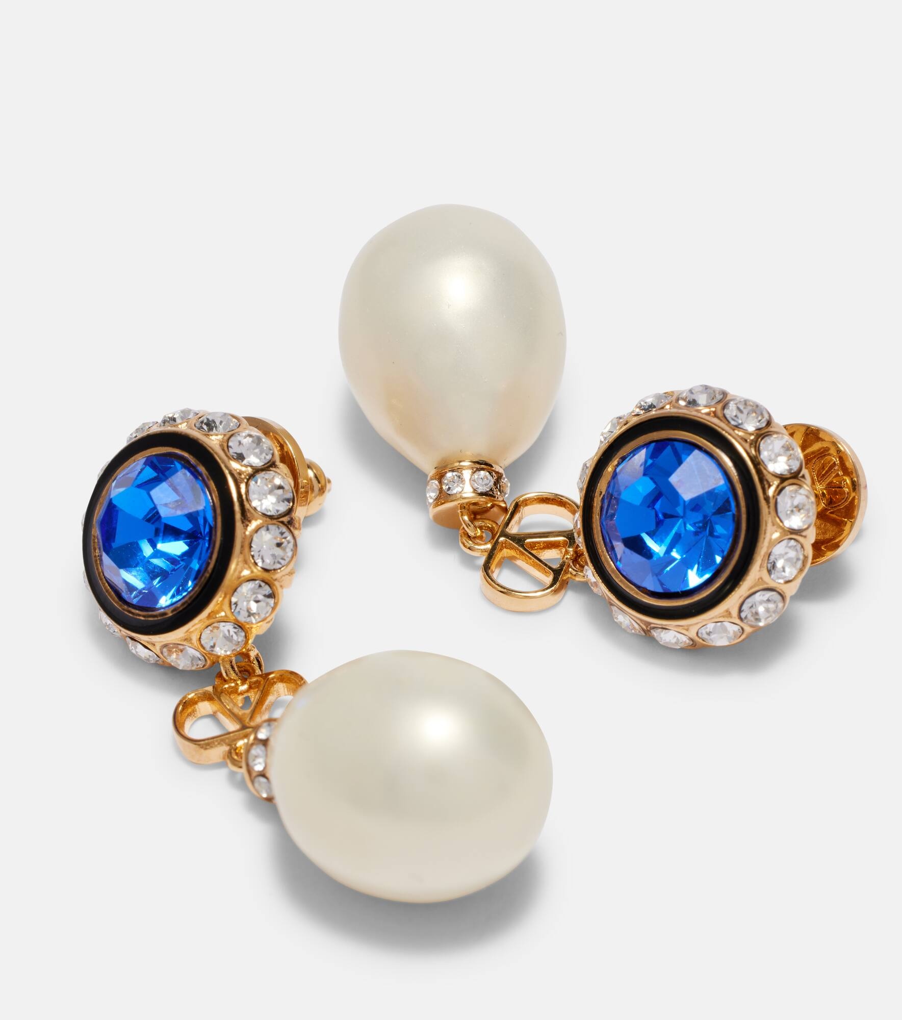 VLogo embellished drop earrings - 4