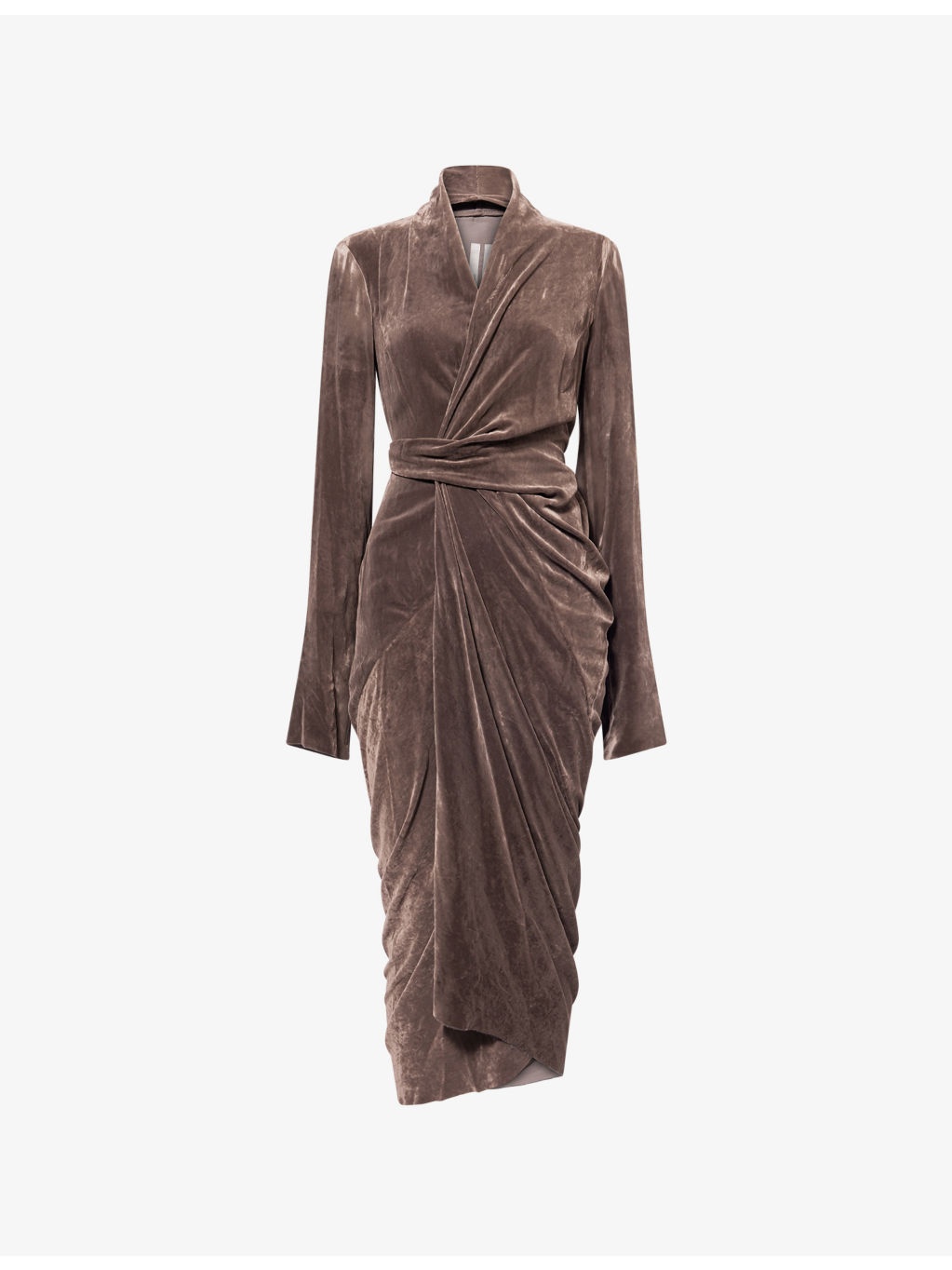Wrap Draped Velvet Midi Dress - 1