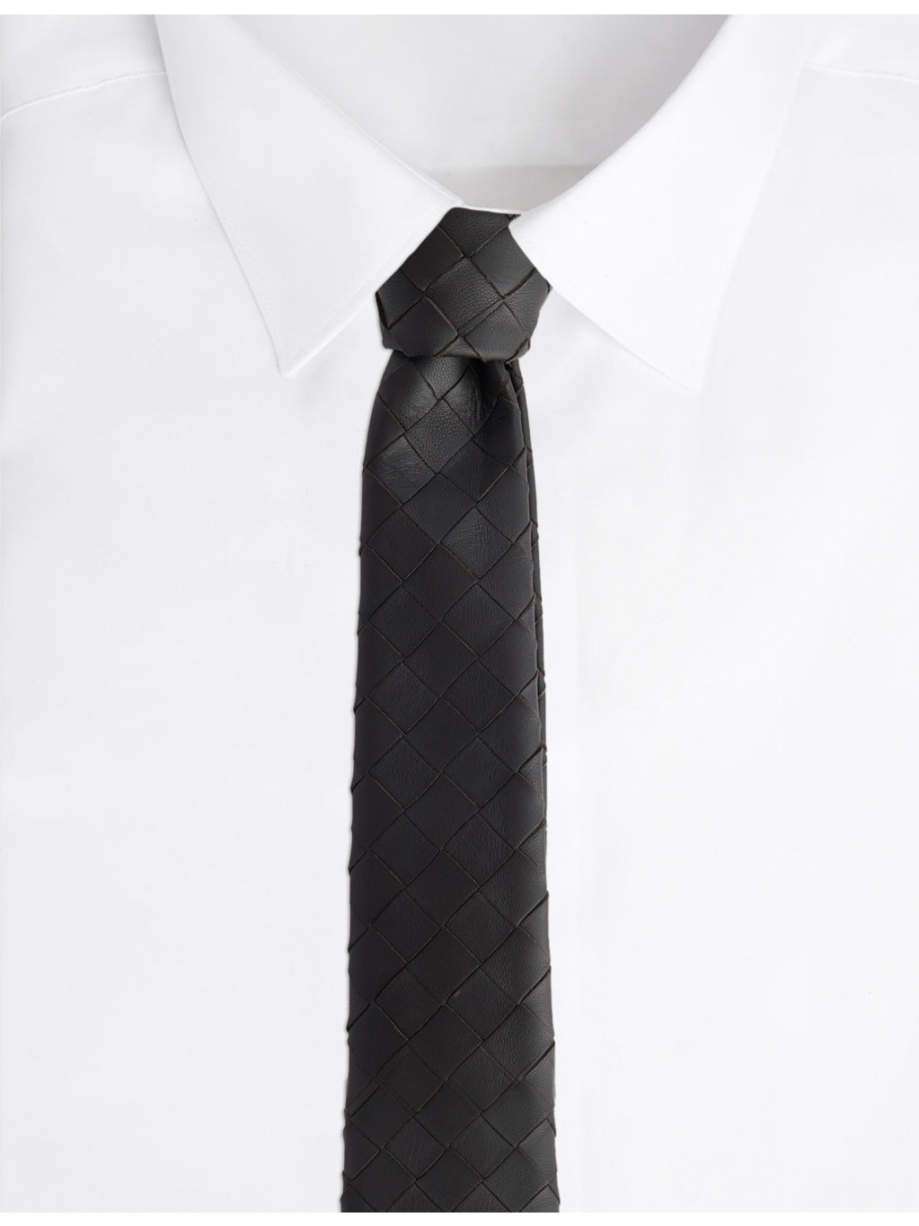 Intrecciato Woven Leather Tie - 2