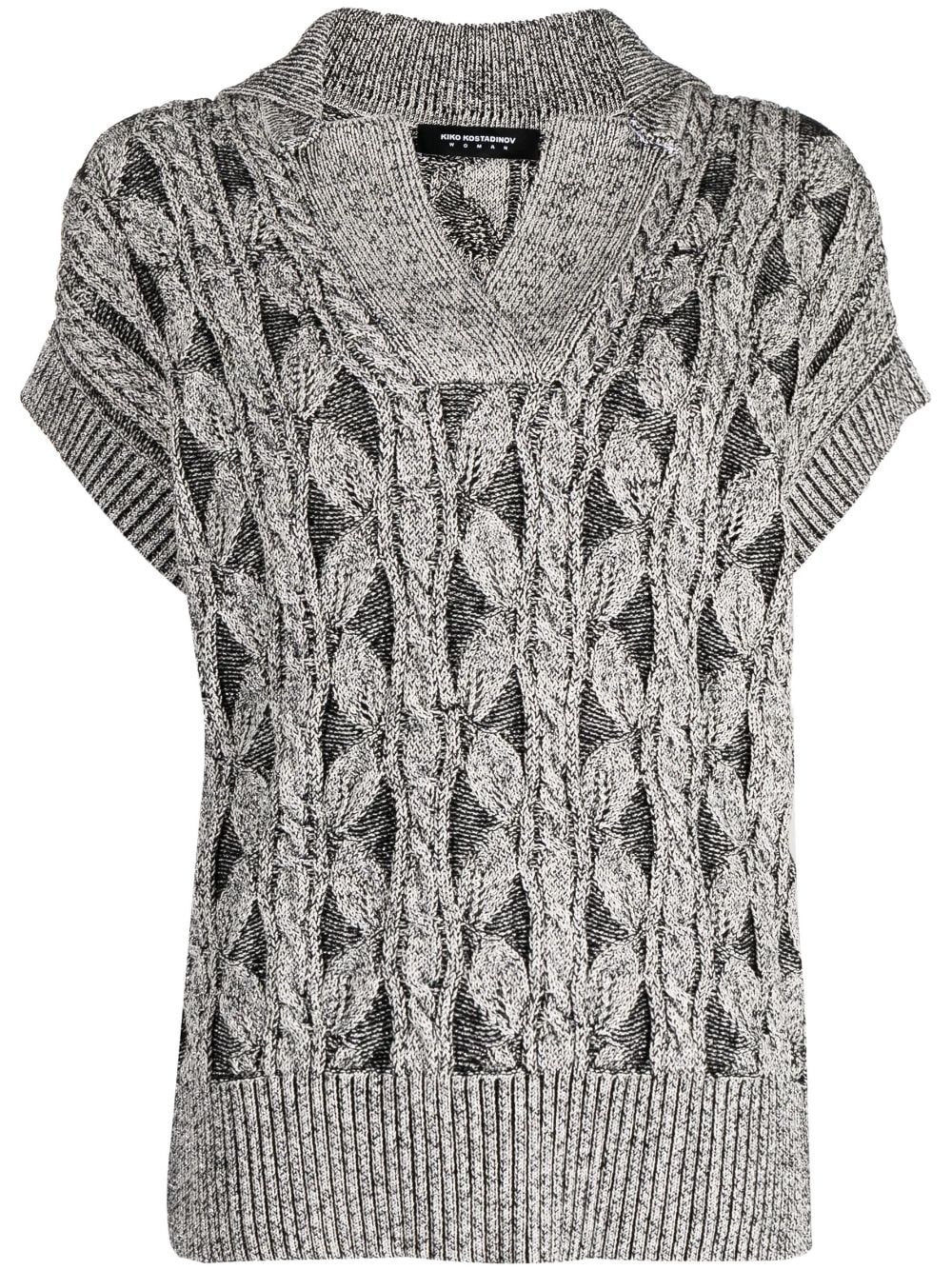 chunky-knit V-neck top - 1