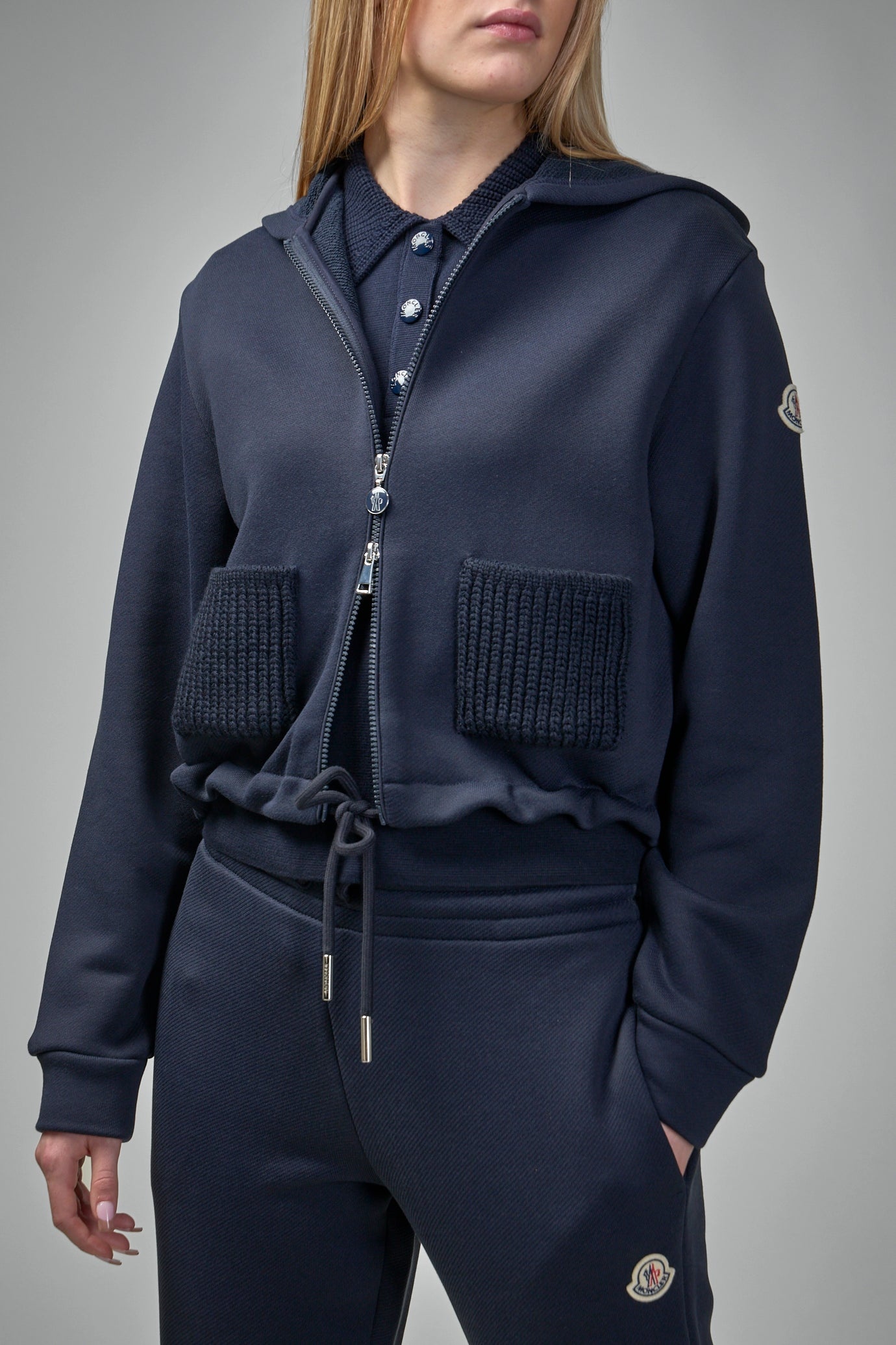 Knit Accent Cotton Zip-Up Hoodie - 4