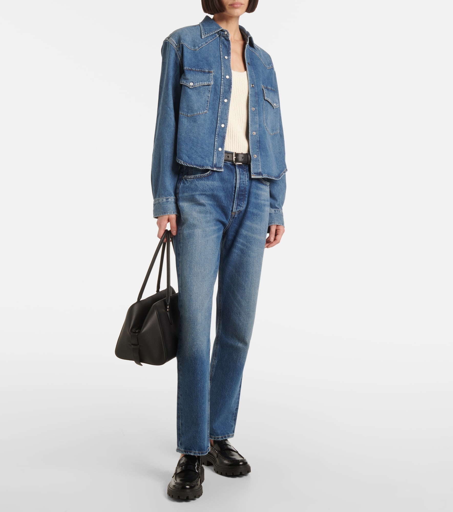 Cropped denim shirt - 2