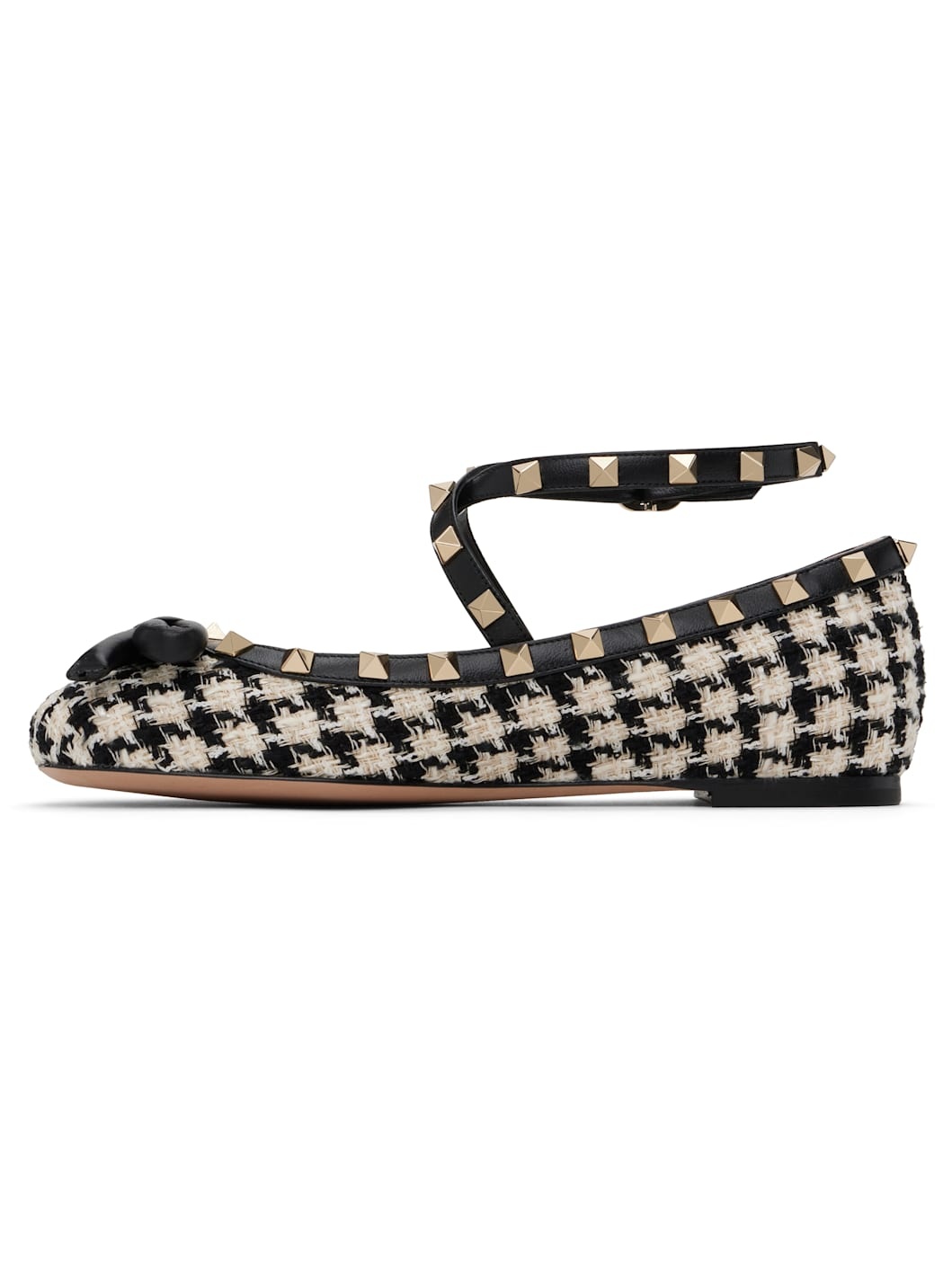 Black & Off-White Rockstud Ballerina Flats - 3