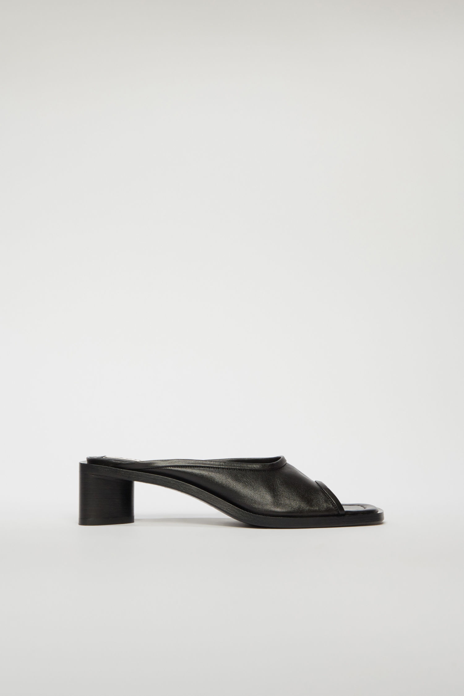 Open-toe leather mules black/black - 1