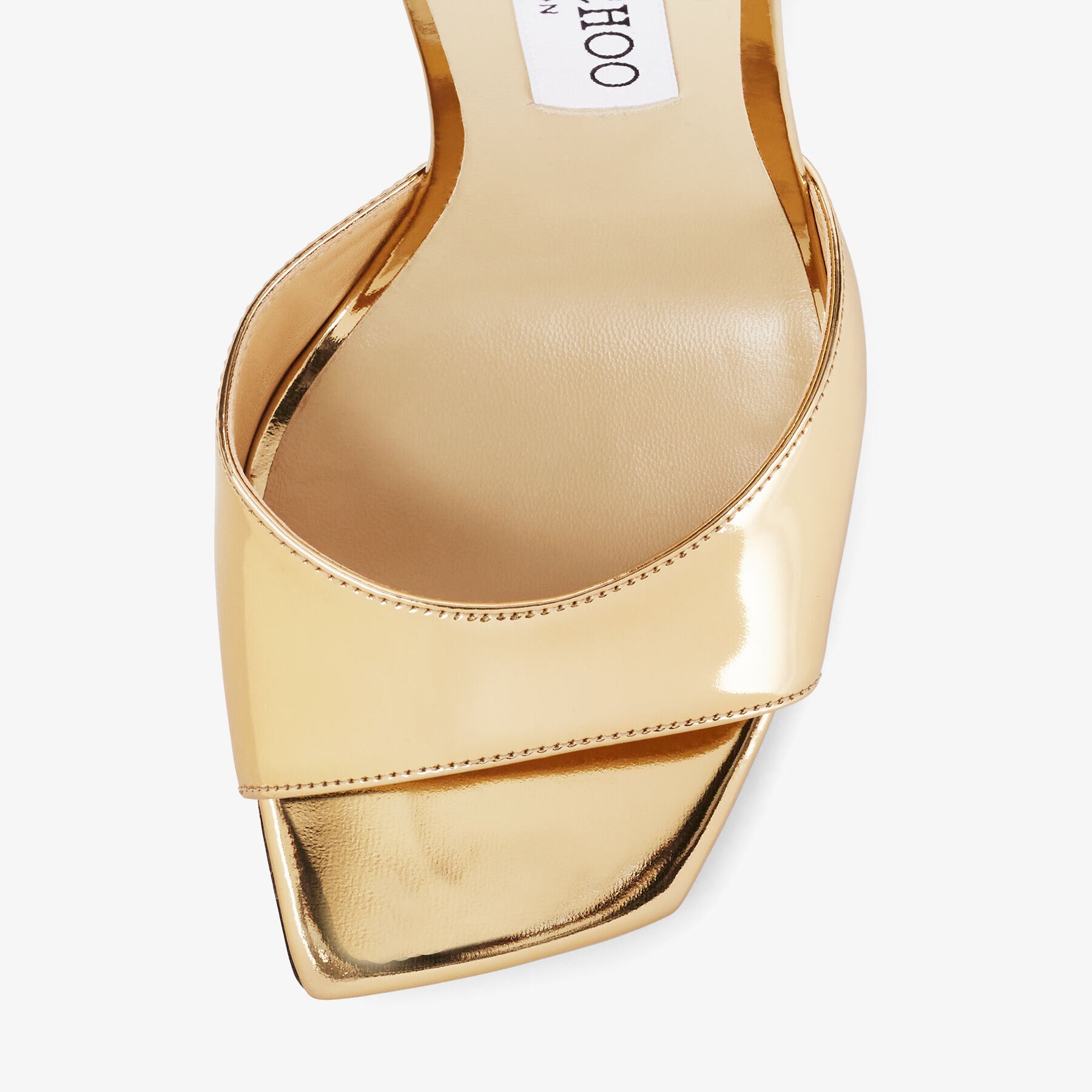 JIMMY CHOO Brien 110 Gold Liquid Metal Leather Wedge Sandals
