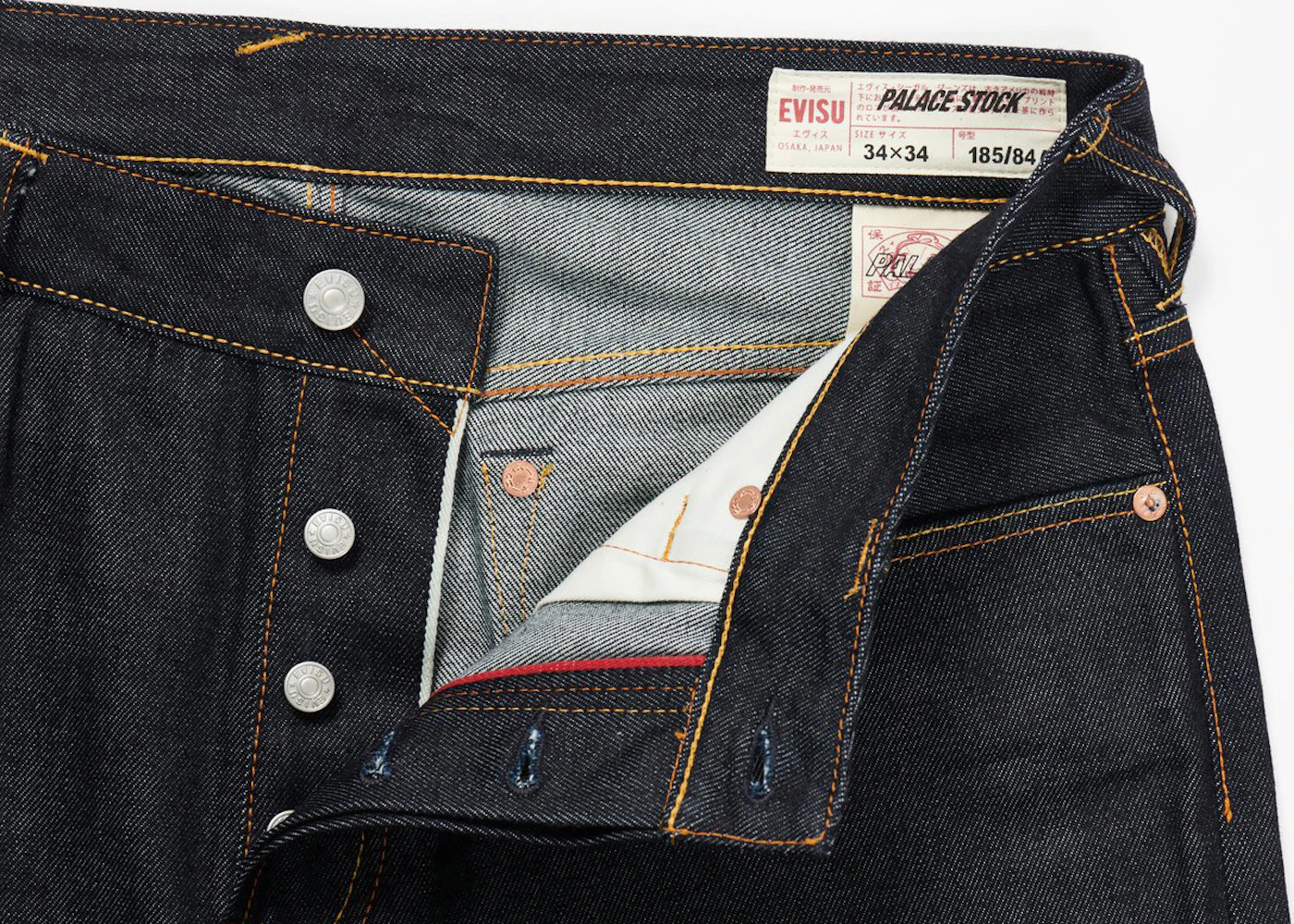 Palace x Evisu 2008 Classic Seagull Denim Jeans Indigo Raw - 3